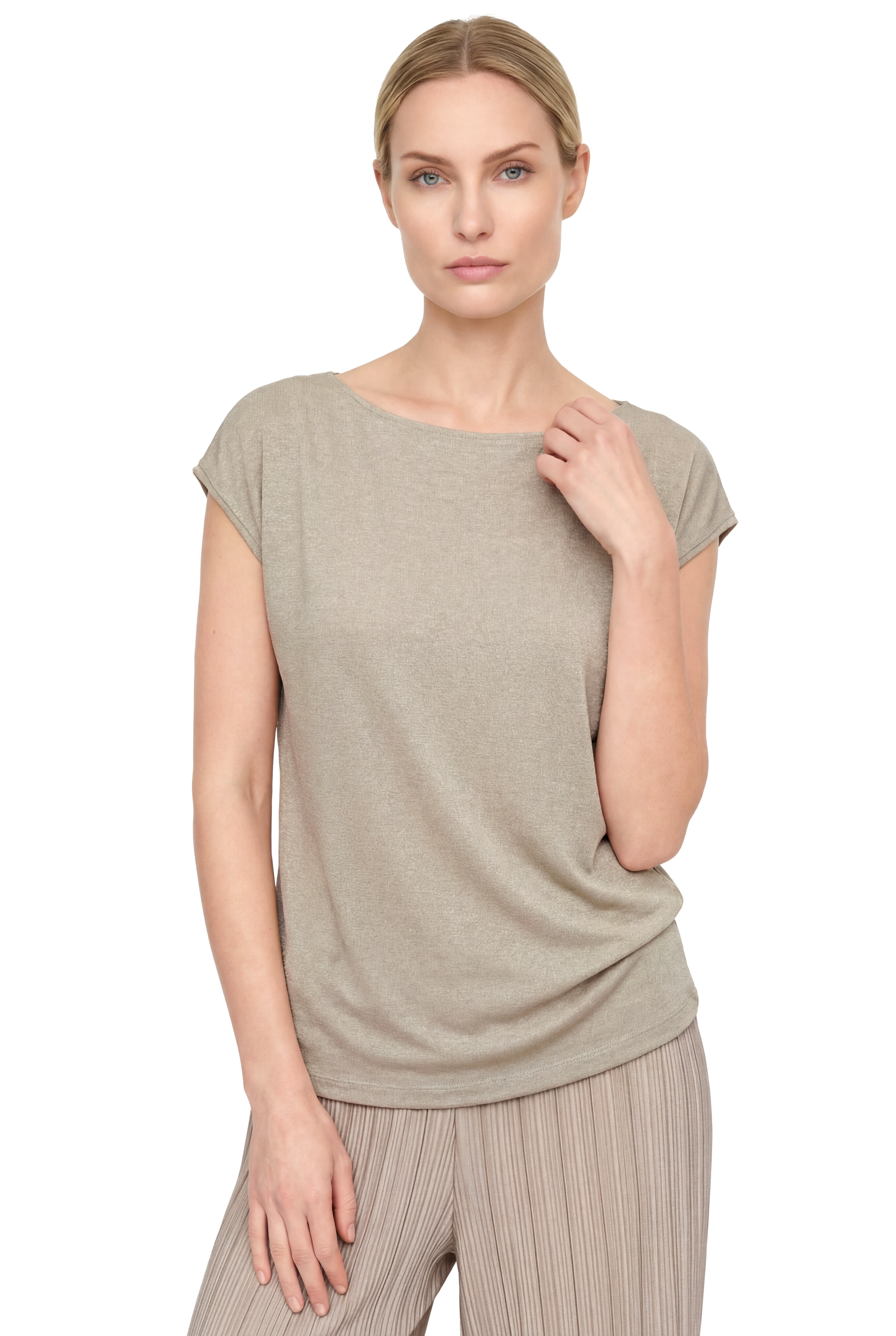 Gri Bisiklet Yaka Simli Kısa Kollu Kadın T-Shirt SKY GLITTER S/S TOP - T-Shirt - Westmark London EU(TR) Store Organik Pamuklu Sürdürülebilir Moda