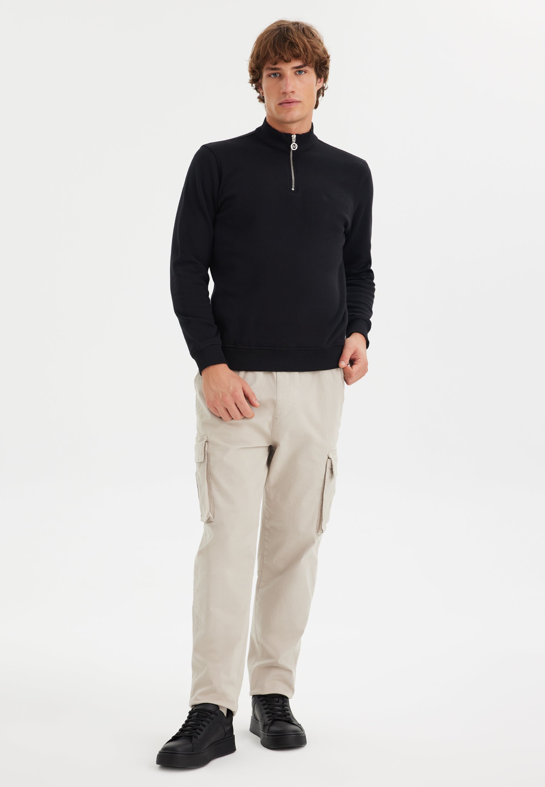 Siyah Yarım Fermuarlı Yaka Pamuklu Regular Fit Erkek Sweatshirt CORE - Sweatshirt - Westmark London EU(TR) Store Organik Pamuklu Sürdürülebilir Moda