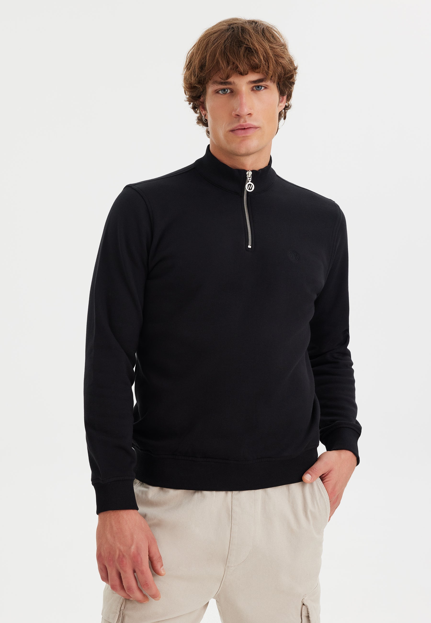 Siyah Yarım Fermuarlı Yaka Pamuklu Regular Fit Erkek Sweatshirt CORE - Sweatshirt - Westmark London EU(TR) Store Organik Pamuklu Sürdürülebilir Moda