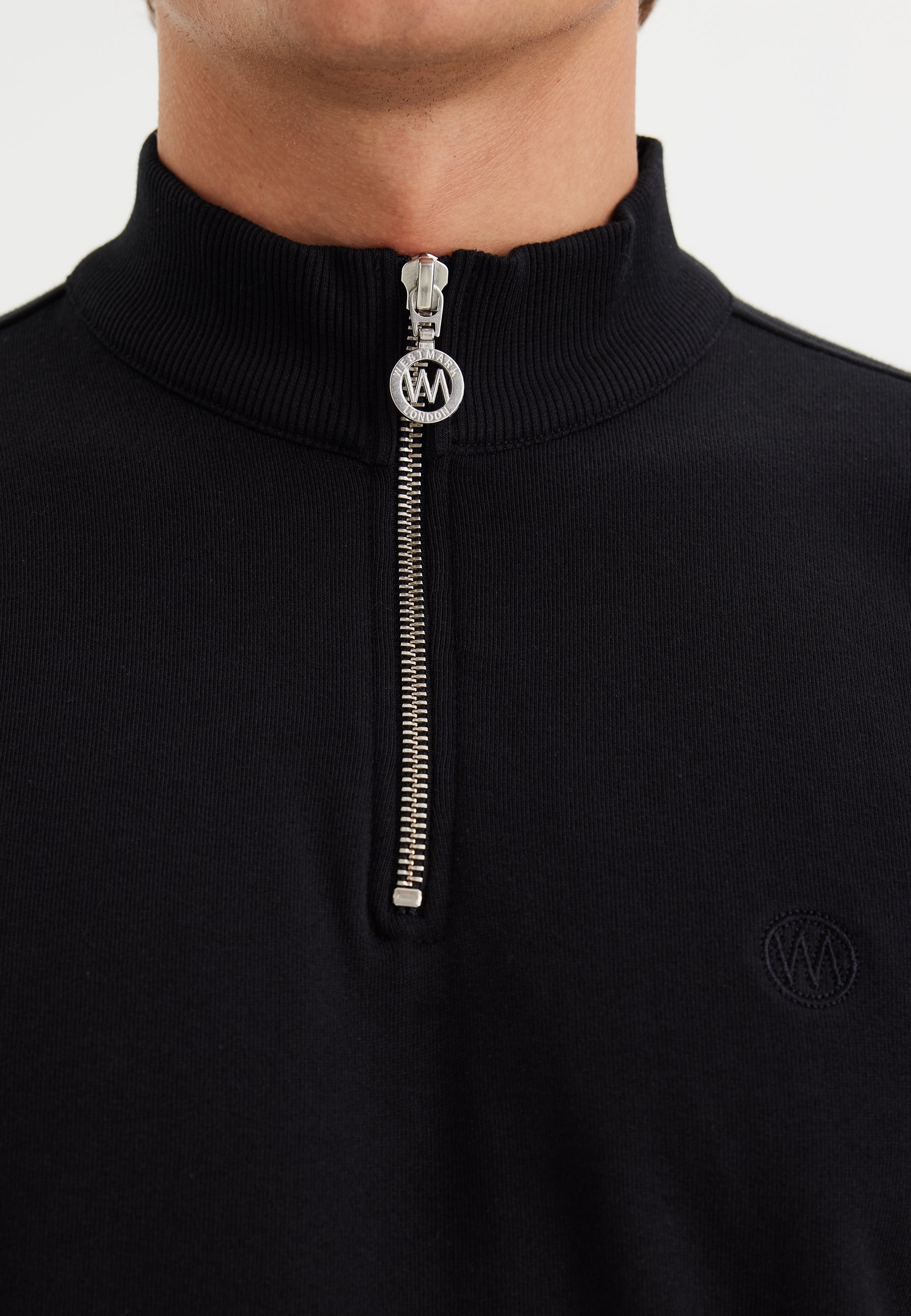 Siyah Yarım Fermuarlı Yaka Pamuklu Regular Fit Erkek Sweatshirt CORE - Sweatshirt - Westmark London EU(TR) Store Organik Pamuklu Sürdürülebilir Moda