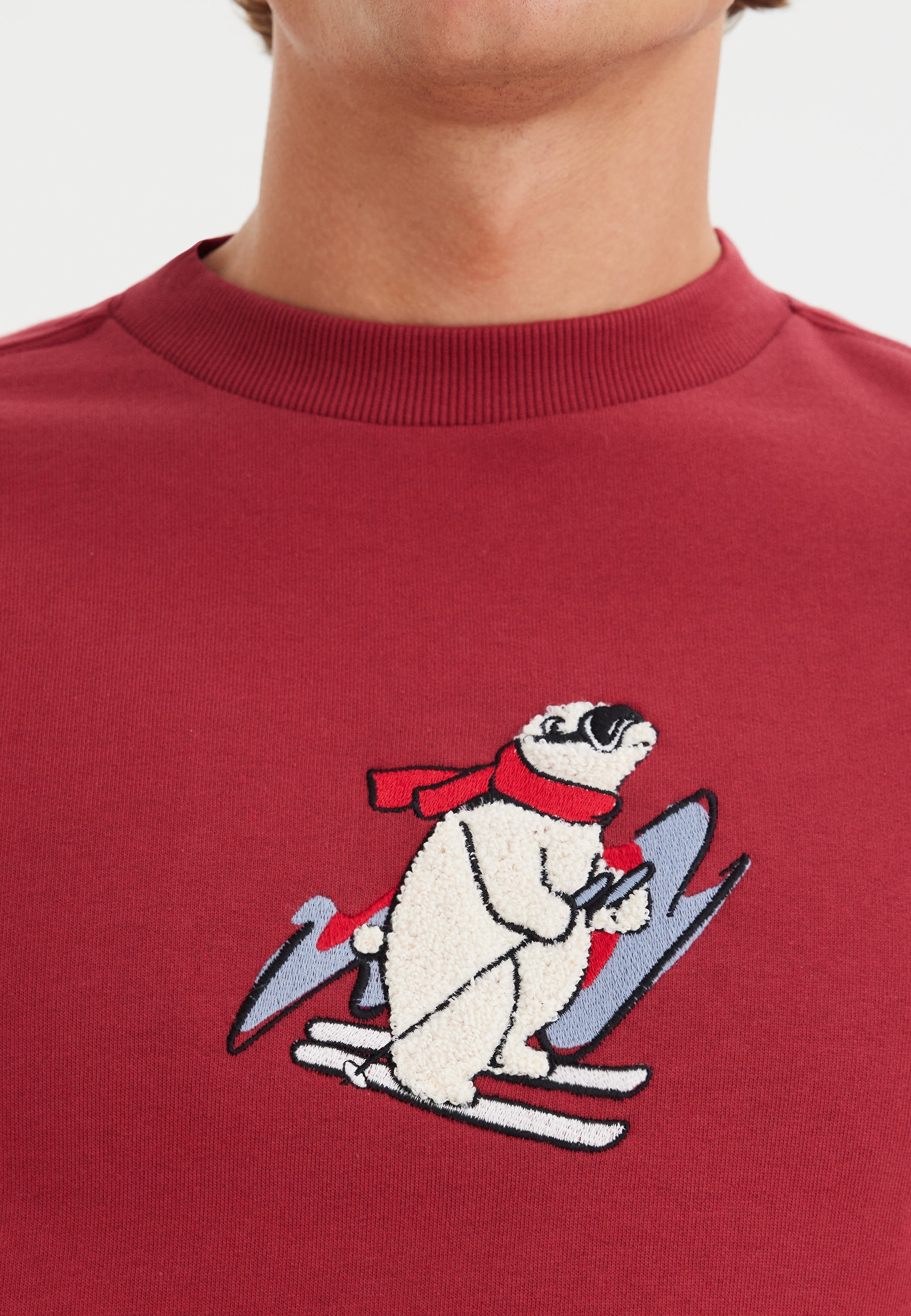 Kırmızı Baskılı Bisiklet Yaka Pamuklu Regular Fit Erkek Sweatshirt WMCARTOON SKI - Sweatshirt - Westmark London EU(TR) Store Organik Pamuklu Sürdürülebilir Moda