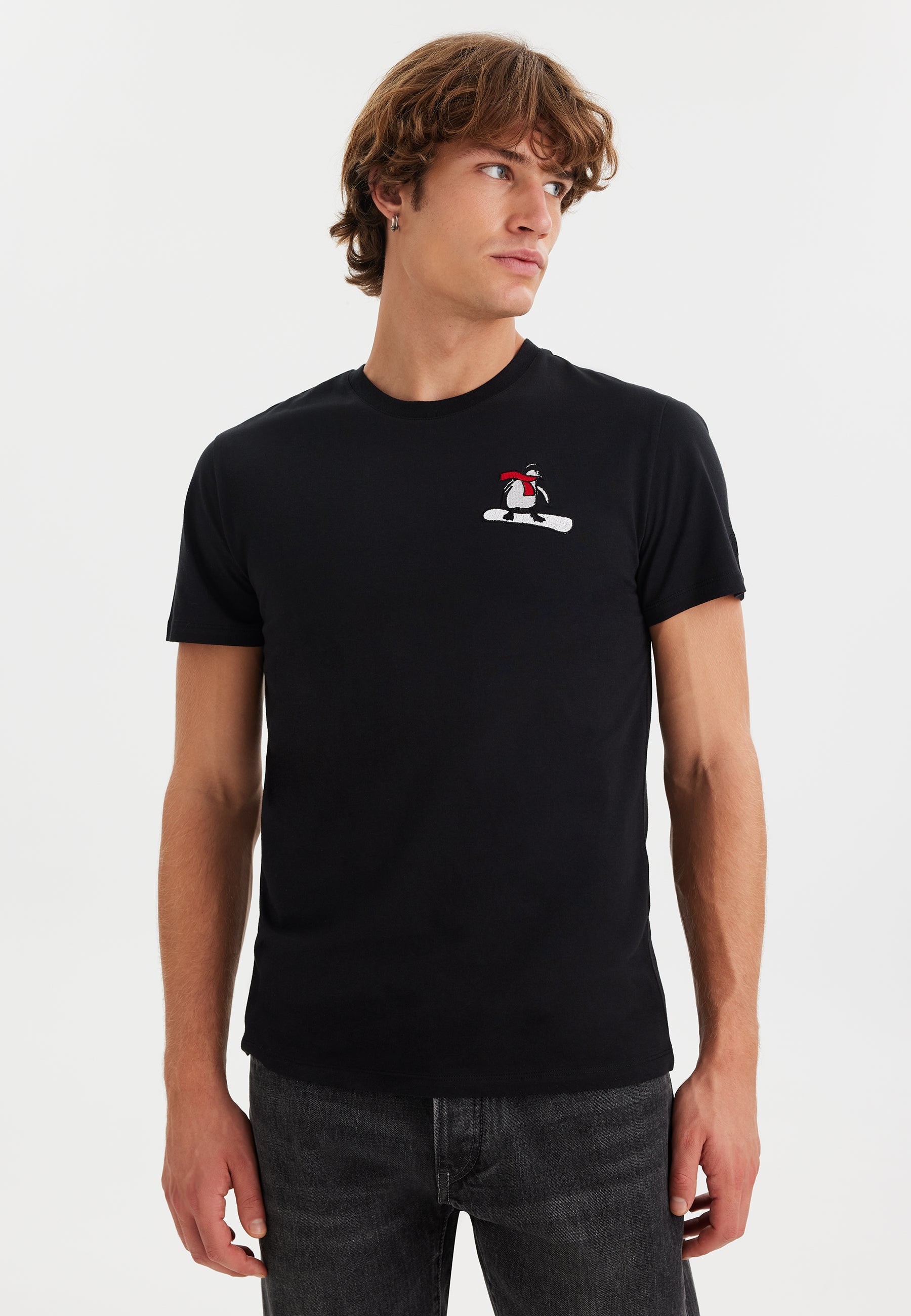 Siyah Baskılı Bisiklet Yaka Pamuklu Erkek T-Shirt WMCARTOON BOARD - T-Shirt - Westmark London EU(TR) Store Organik Pamuklu Sürdürülebilir Moda