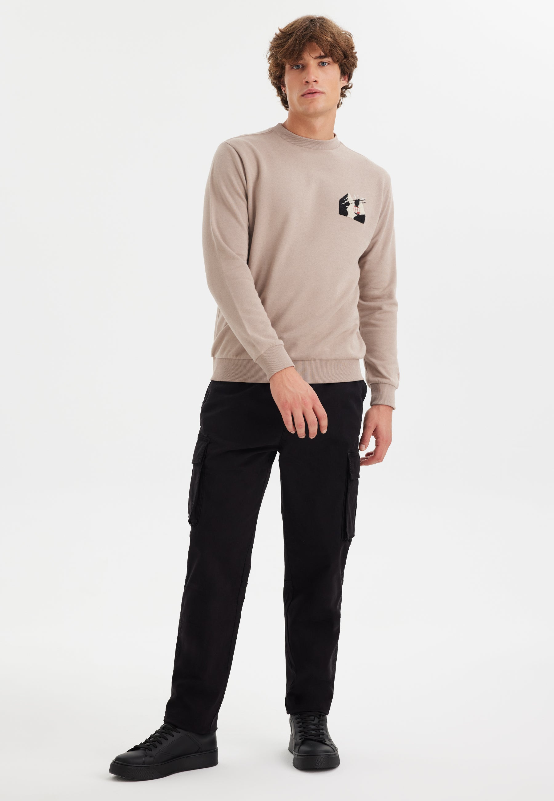 Gri Baskılı Bisiklet Yaka Pamuklu Regula Fit Erkek Sweatshirt WMDESTINATION ALPS - Sweatshirt - Westmark London EU(TR) Store Organik Pamuklu Sürdürülebilir Moda