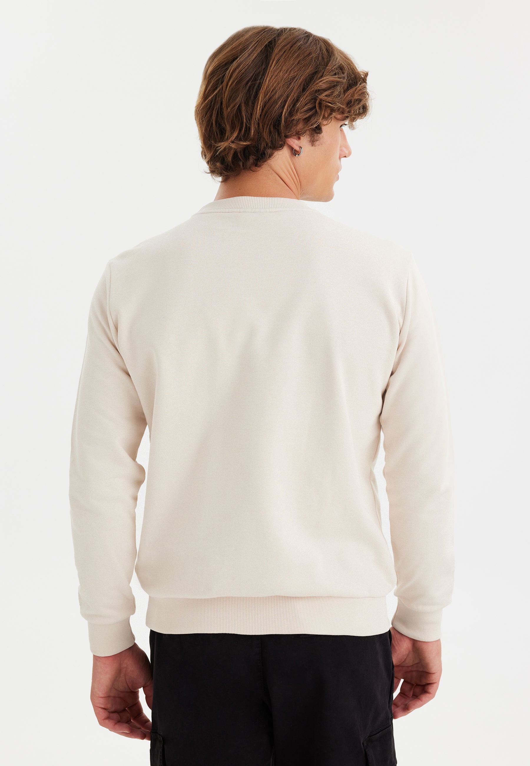 Beyaz Baskılı Bisiklet Yaka Pamuklu Regular Fit Erkek Sweatshirt WMDESTINATION ALPS - Sweatshirt - Westmark London EU(TR) Store Organik Pamuklu Sürdürülebilir Moda