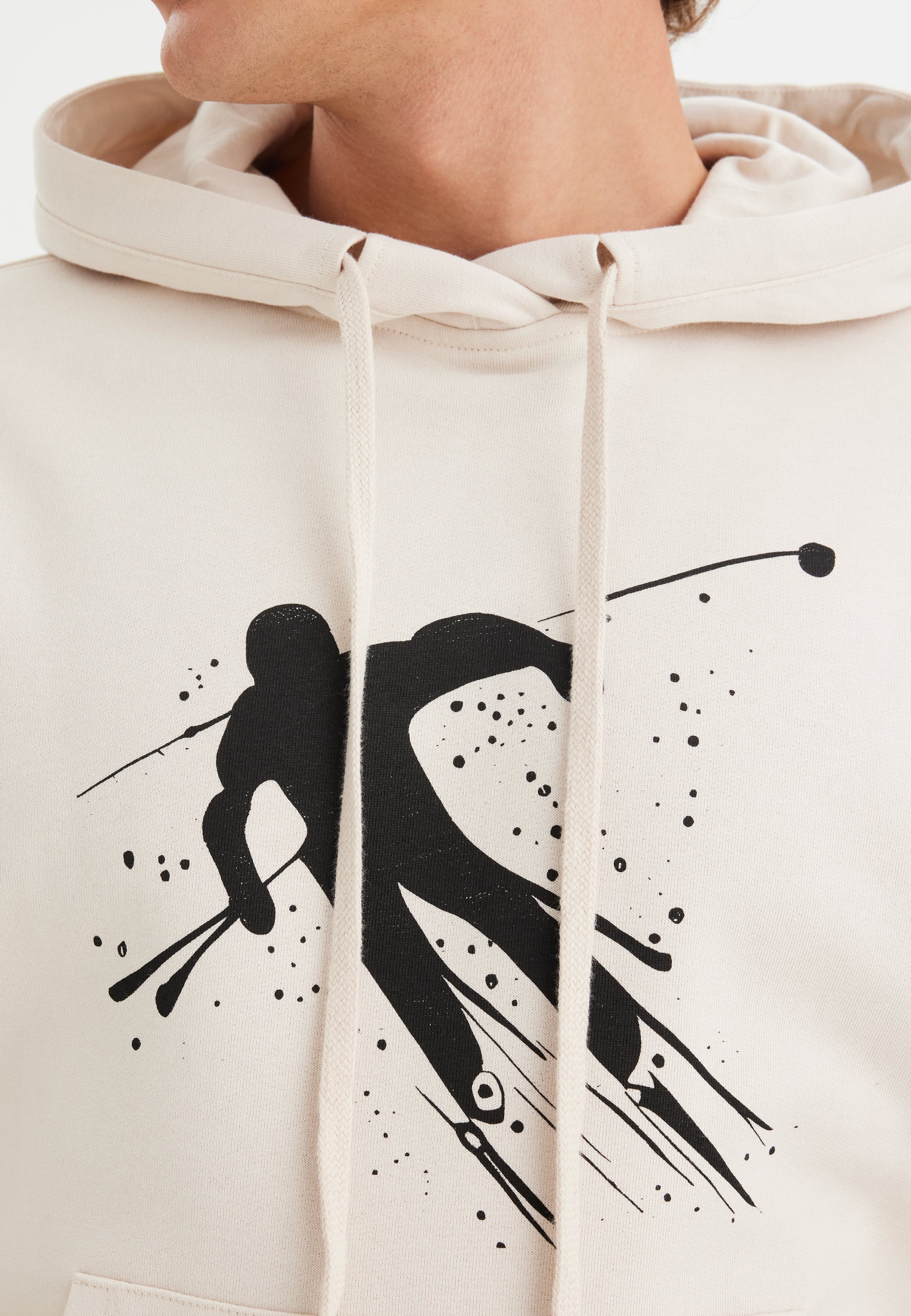 Beyaz Baskılı Kapüşonlu Pamuklu Regular Fit Erkek Sweatshirt WMINK SKI - Sweatshirt - Westmark London EU(TR) Store Organik Pamuklu Sürdürülebilir Moda