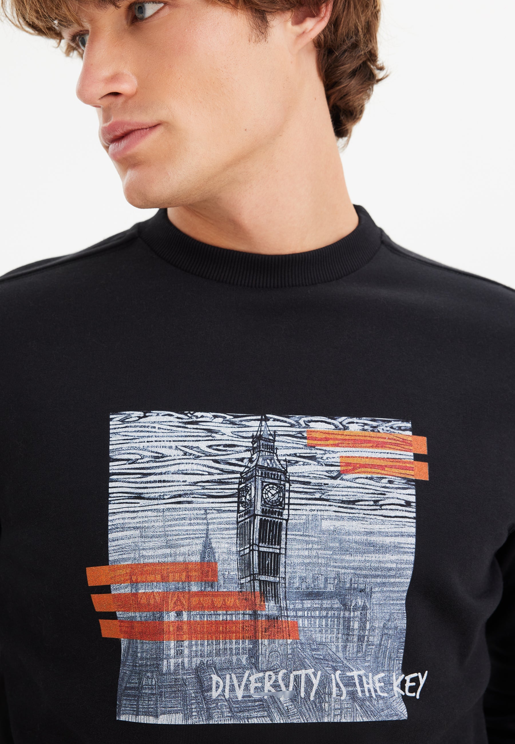 Siyah Baskılı Bisiklet Yaka Pamuklu Regular Fit Erkek Sweatshirt WMLONDON DIVERSITY - Sweatshirt - Westmark London EU(TR) Store Organik Pamuklu Sürdürülebilir Moda