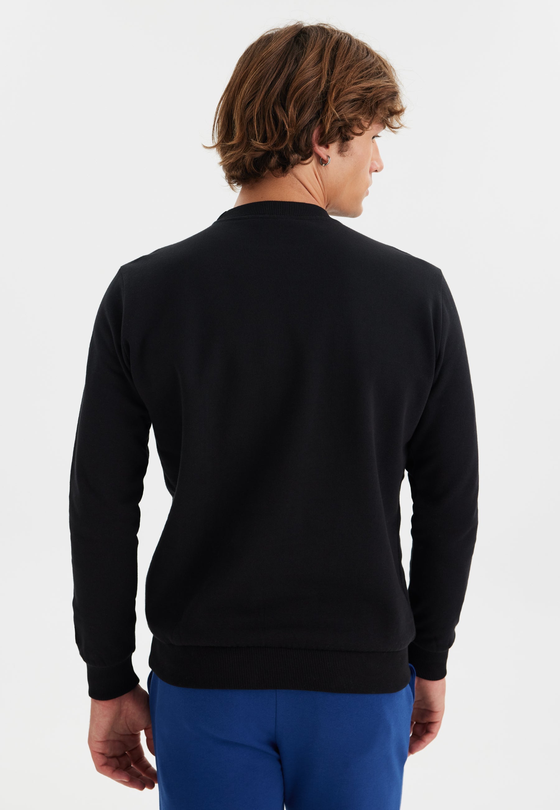 Siyah Baskılı Bisiklet Yaka Pamuklu Regular Fit Erkek Sweatshirt WMLONDON RIVER - Sweatshirt - Westmark London EU(TR) Store Organik Pamuklu Sürdürülebilir Moda