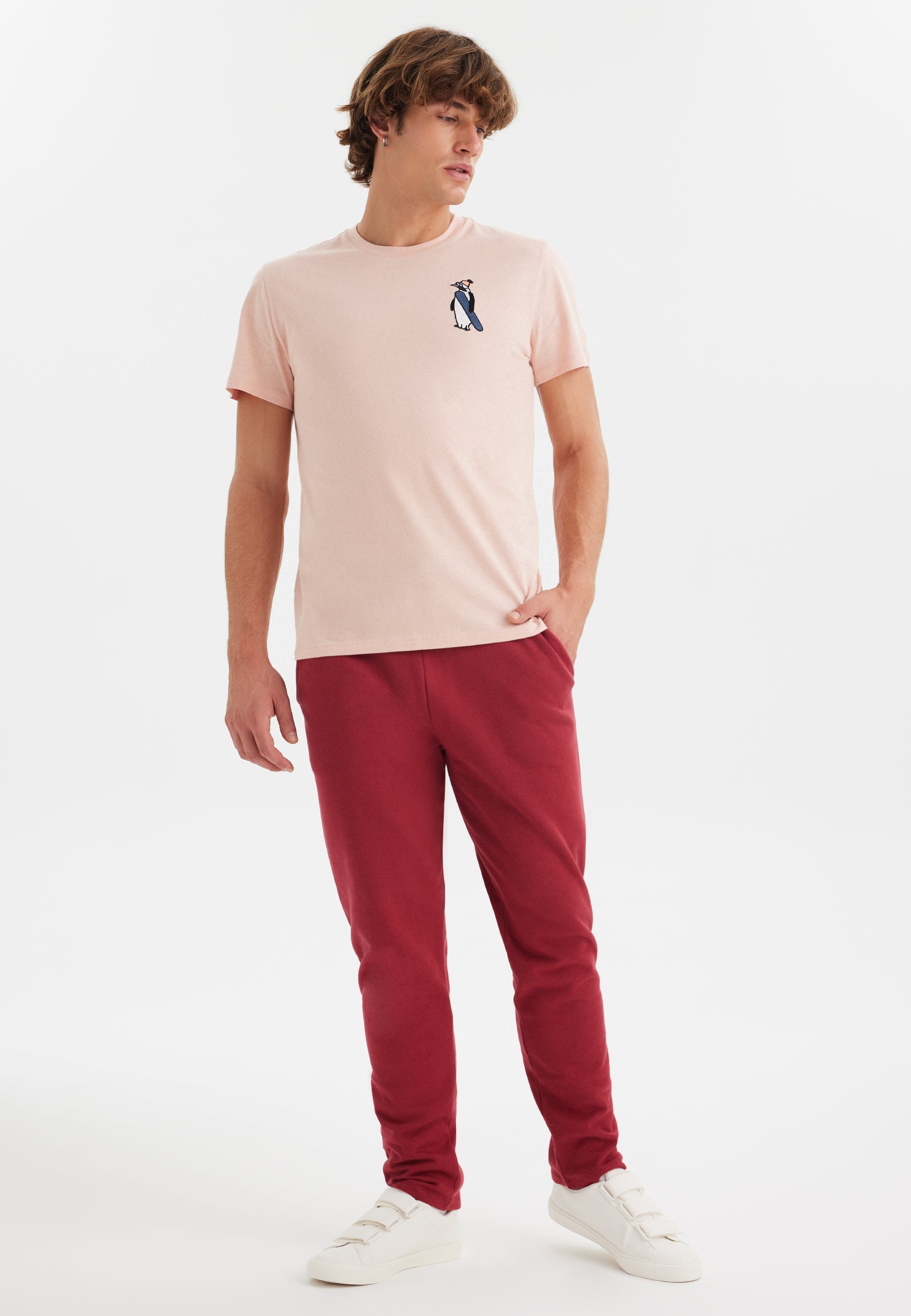 Lila Baskılı Bisiklet Yaka Pamuklu Erkek T-Shirt WMCARTOON PENGUIN - T-Shirt - Westmark London EU(TR) Store Organik Pamuklu Sürdürülebilir Moda