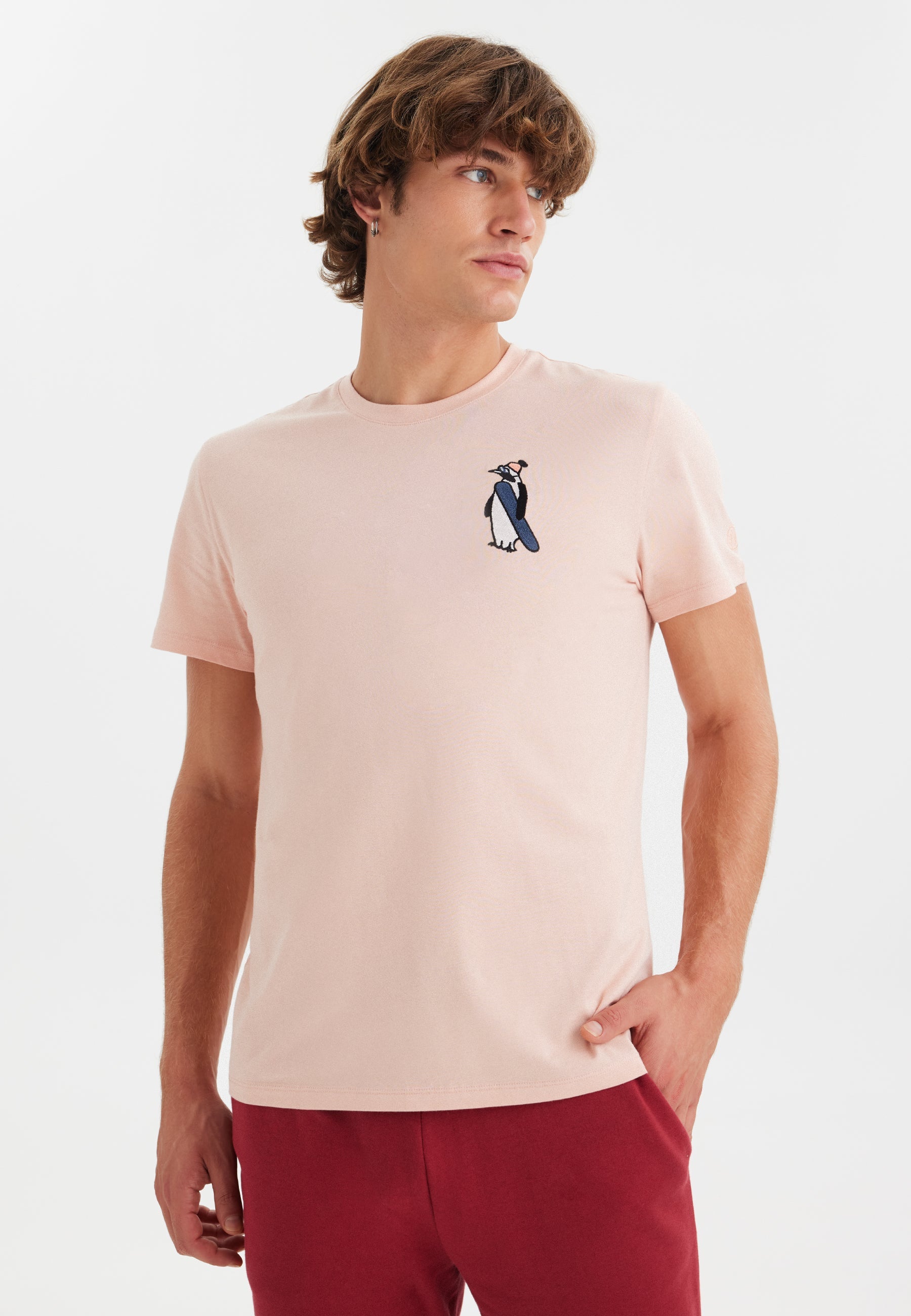 Lila Baskılı Bisiklet Yaka Pamuklu Erkek T-Shirt WMCARTOON PENGUIN - T-Shirt - Westmark London EU(TR) Store Organik Pamuklu Sürdürülebilir Moda