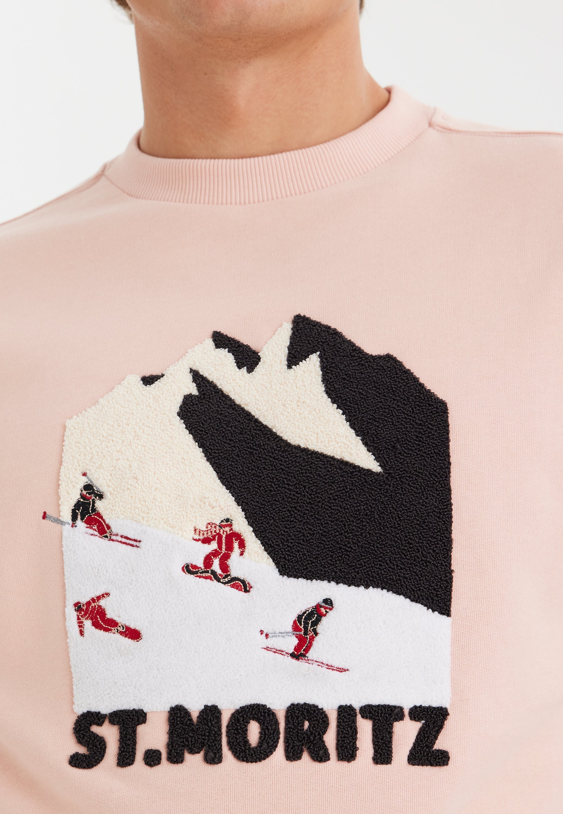 Pembe Baskılı Bisiklet Yaka Pamuklu Regular Fit Erkek Sweatshirt WMDESTINATION STMORITZ - Sweatshirt - Westmark London EU(TR) Store Organik Pamuklu Sürdürülebilir Moda