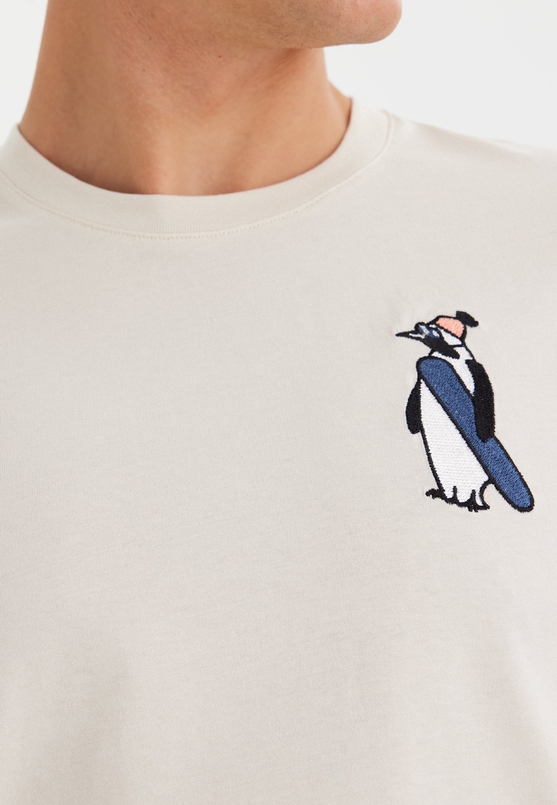 Beyaz Baskılı Bisiklet Yaka Pamuklu Erkek T-Shirt WMCARTOON PENGUIN - T-Shirt - Westmark London EU(TR) Store Organik Pamuklu Sürdürülebilir Moda