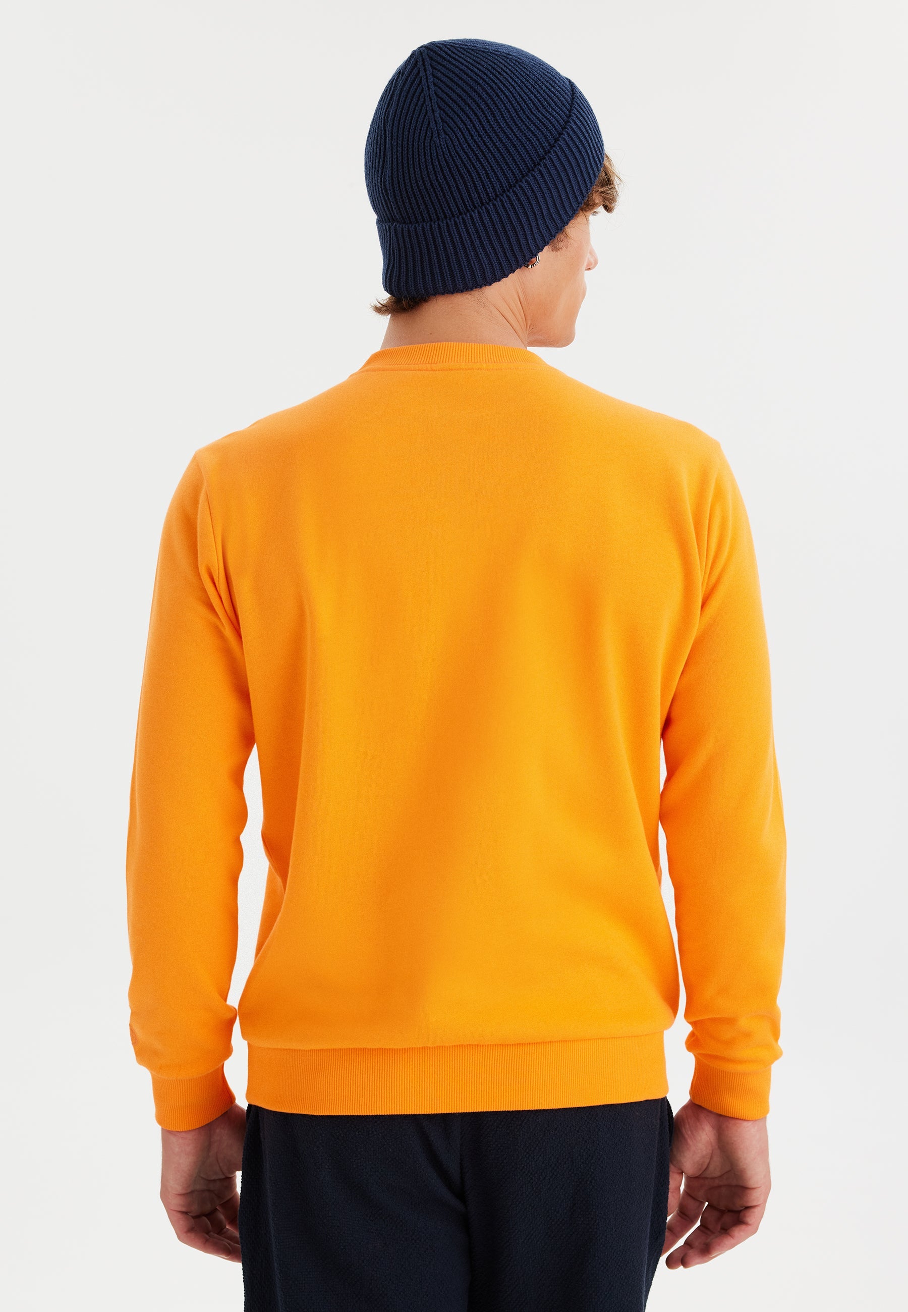 Turuncu Baskılı Bisiklet Yaka Pamuklu Regular Fit Erkek Sweatshirt WMCARTOON BEAR - Sweatshirt - Westmark London EU(TR) Store Organik Pamuklu Sürdürülebilir Moda