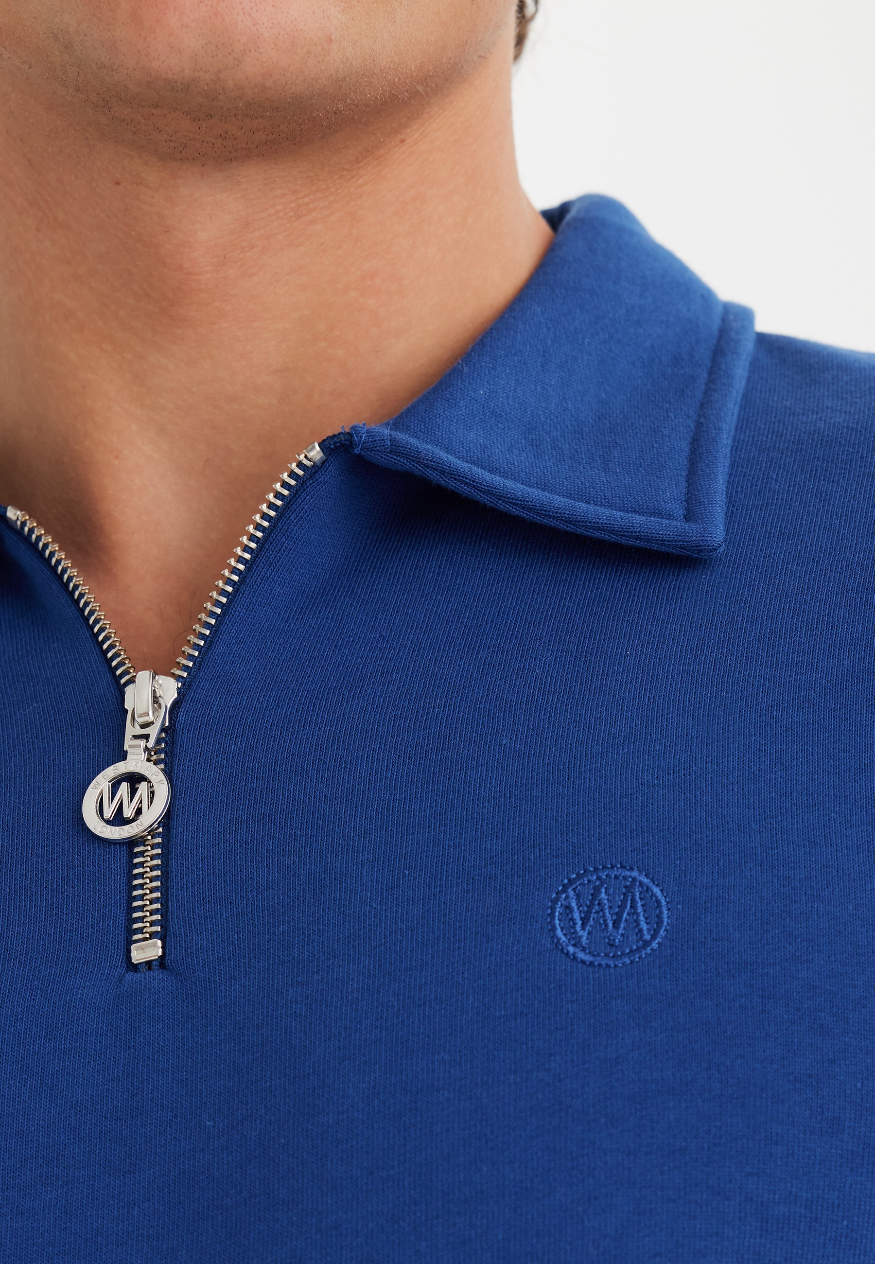 Mavi Yarım Fermuarlı Polo Yaka Pamuklu Regular Fit Erkek Sweatshirt CORE - Sweatshirt - Westmark London EU(TR) Store Organik Pamuklu Sürdürülebilir Moda