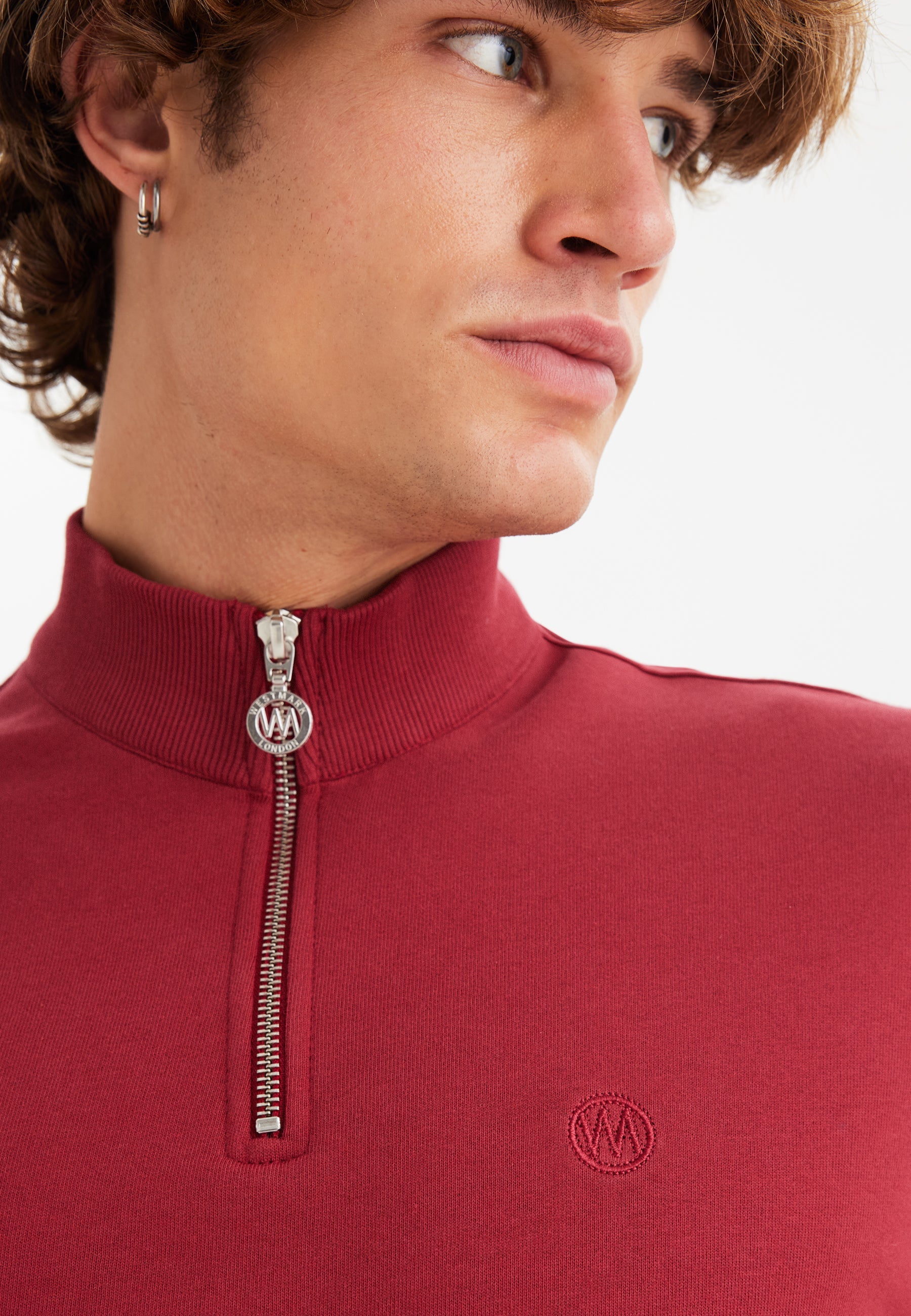 Kırmızı Yarım Fermuarlı Yaka Pamuklu Regular Fit Erkek Sweatshirt CORE - Sweatshirt - Westmark London EU(TR) Store Organik Pamuklu Sürdürülebilir Moda