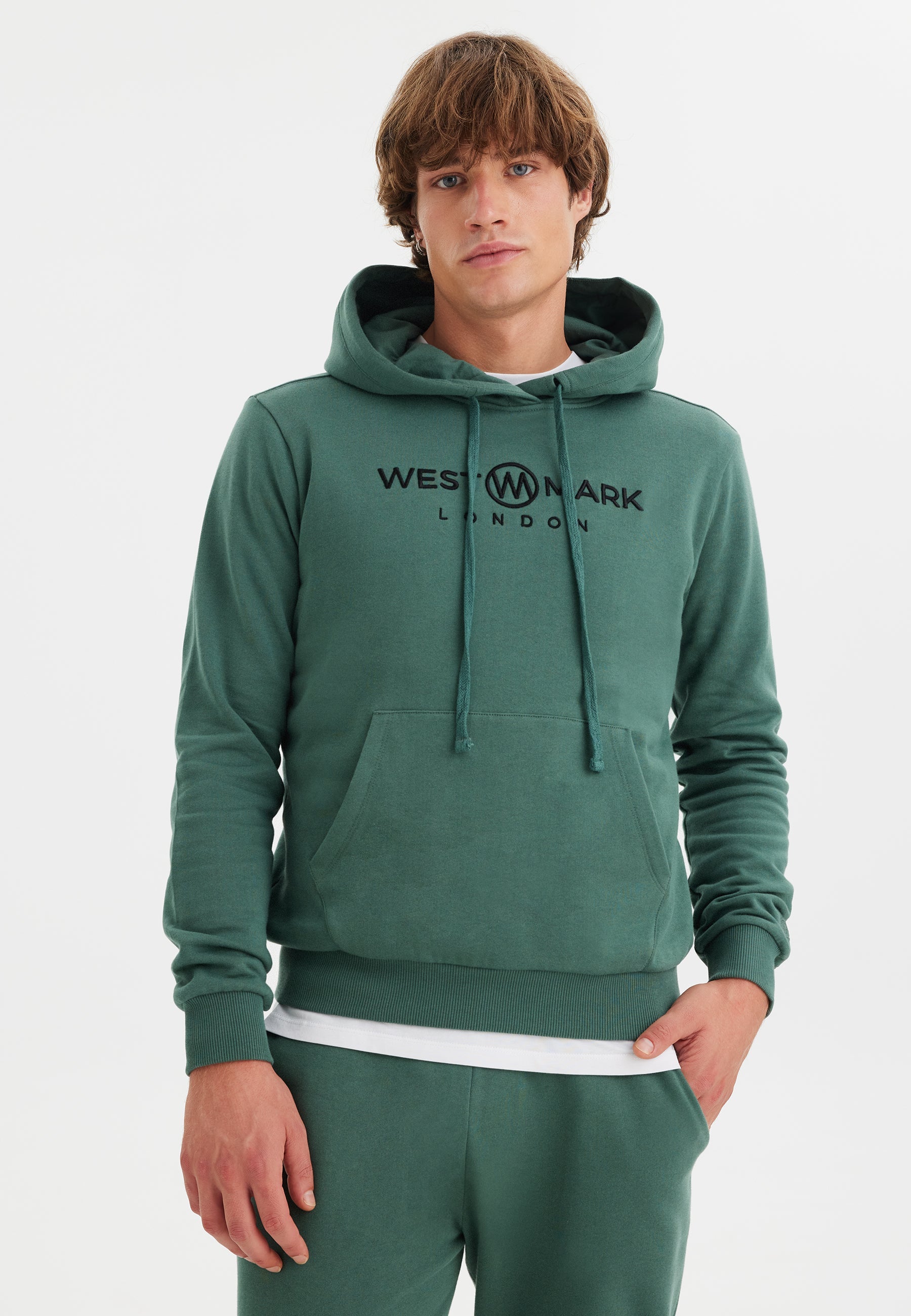 Yeşil Baskılı Kapüşonlu Cepli Pamuklu Regular Fit Erkek Sweatshirt SIGNATURE - Sweatshirt - Westmark London EU(TR) Store Organik Pamuklu Sürdürülebilir Moda