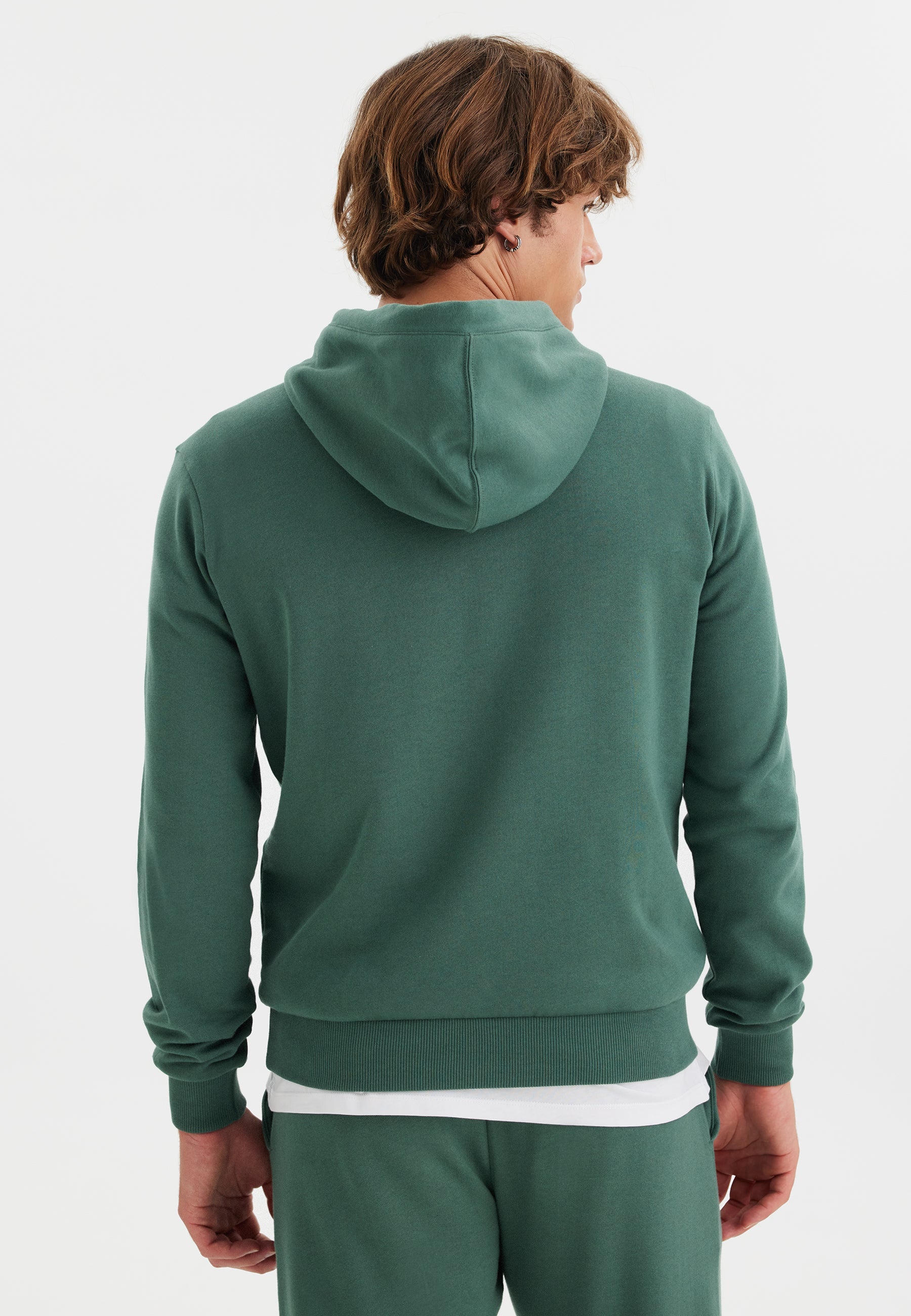 Yeşil Baskılı Kapüşonlu Cepli Pamuklu Regular Fit Erkek Sweatshirt SIGNATURE - Sweatshirt - Westmark London EU(TR) Store Organik Pamuklu Sürdürülebilir Moda