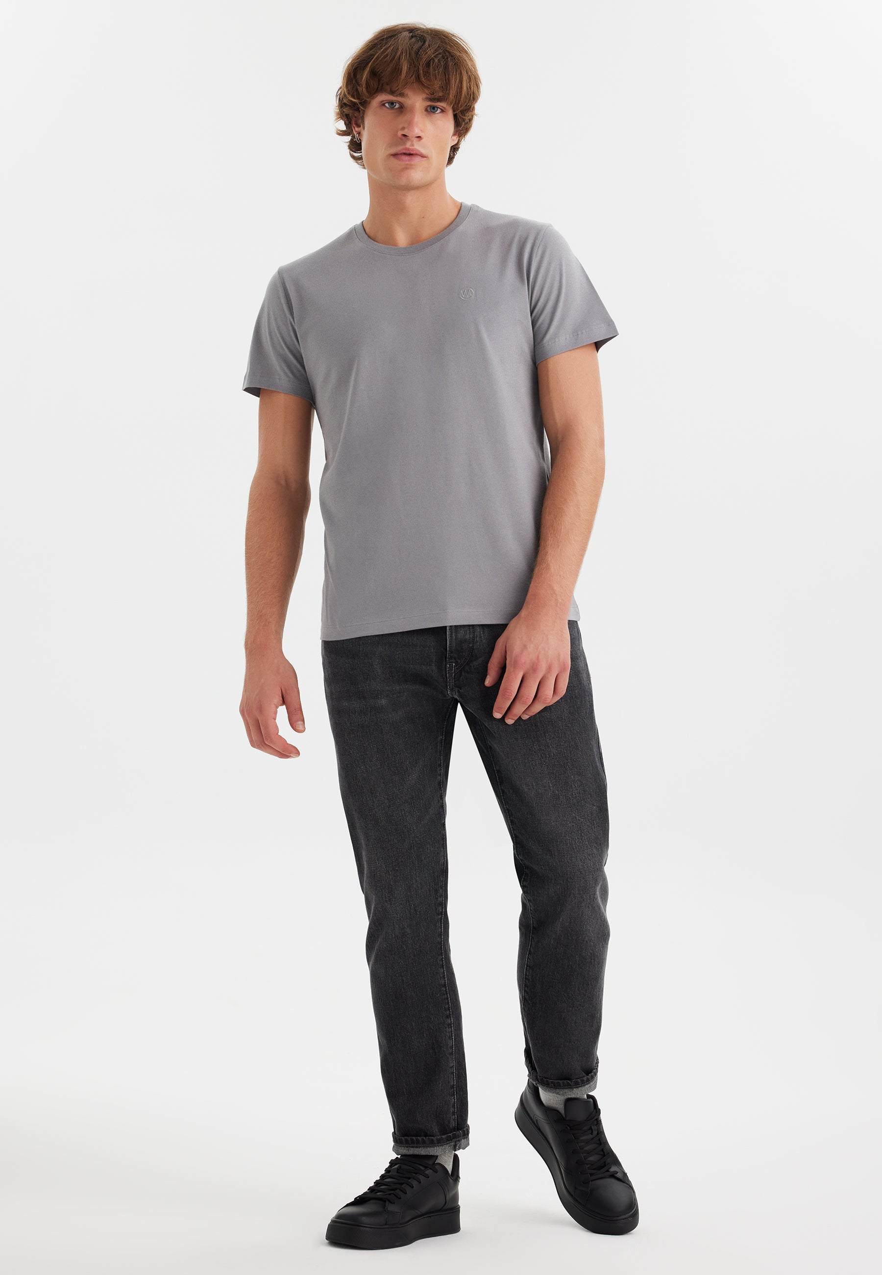 Gri Bisiklet Yaka Pamuklu Erkek T-Shirt VITAL - T-Shirt - Westmark London EU(TR) Store Organik Pamuklu Sürdürülebilir Moda