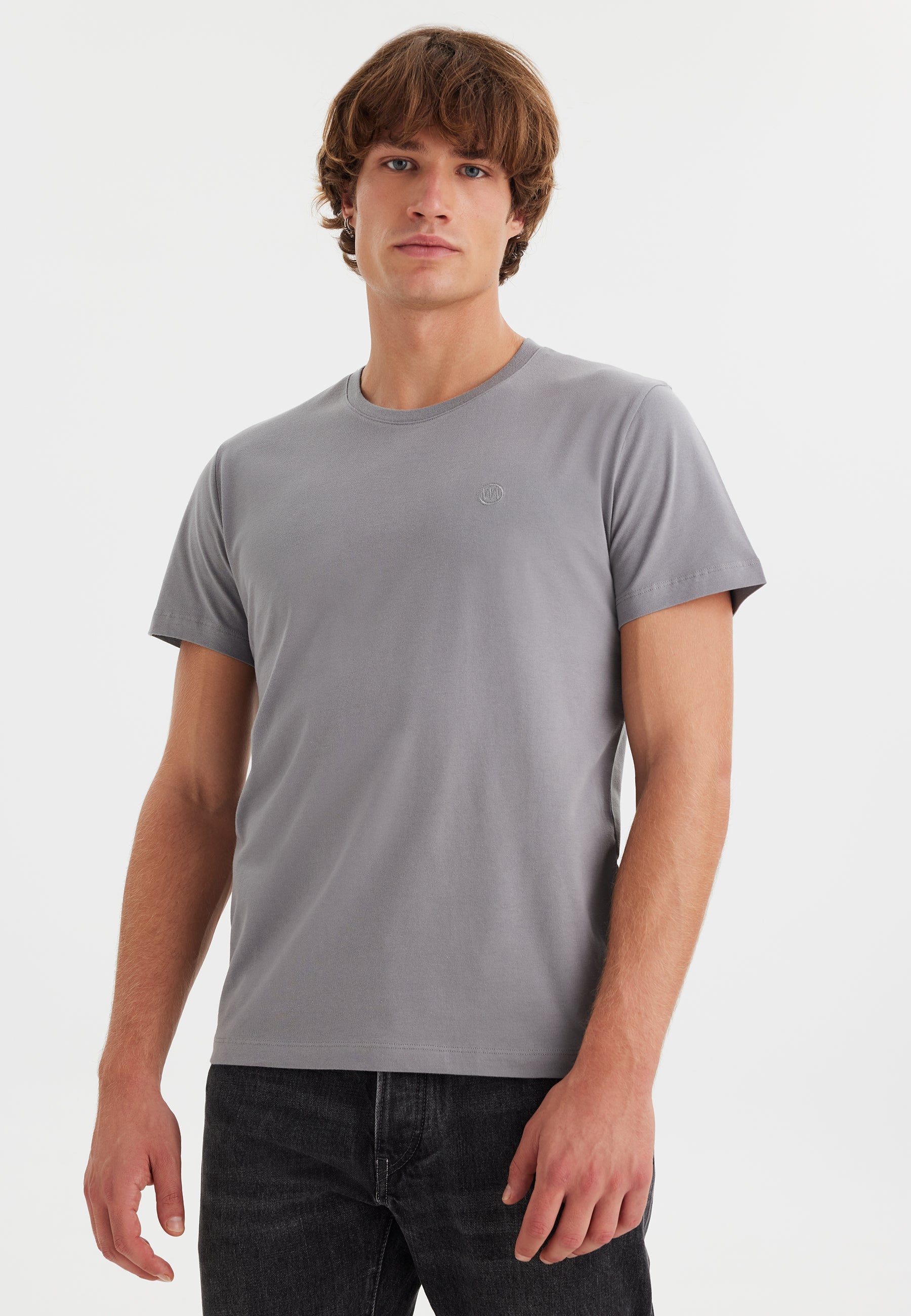 Gri Bisiklet Yaka Pamuklu Erkek T-Shirt VITAL - T-Shirt - Westmark London EU(TR) Store Organik Pamuklu Sürdürülebilir Moda