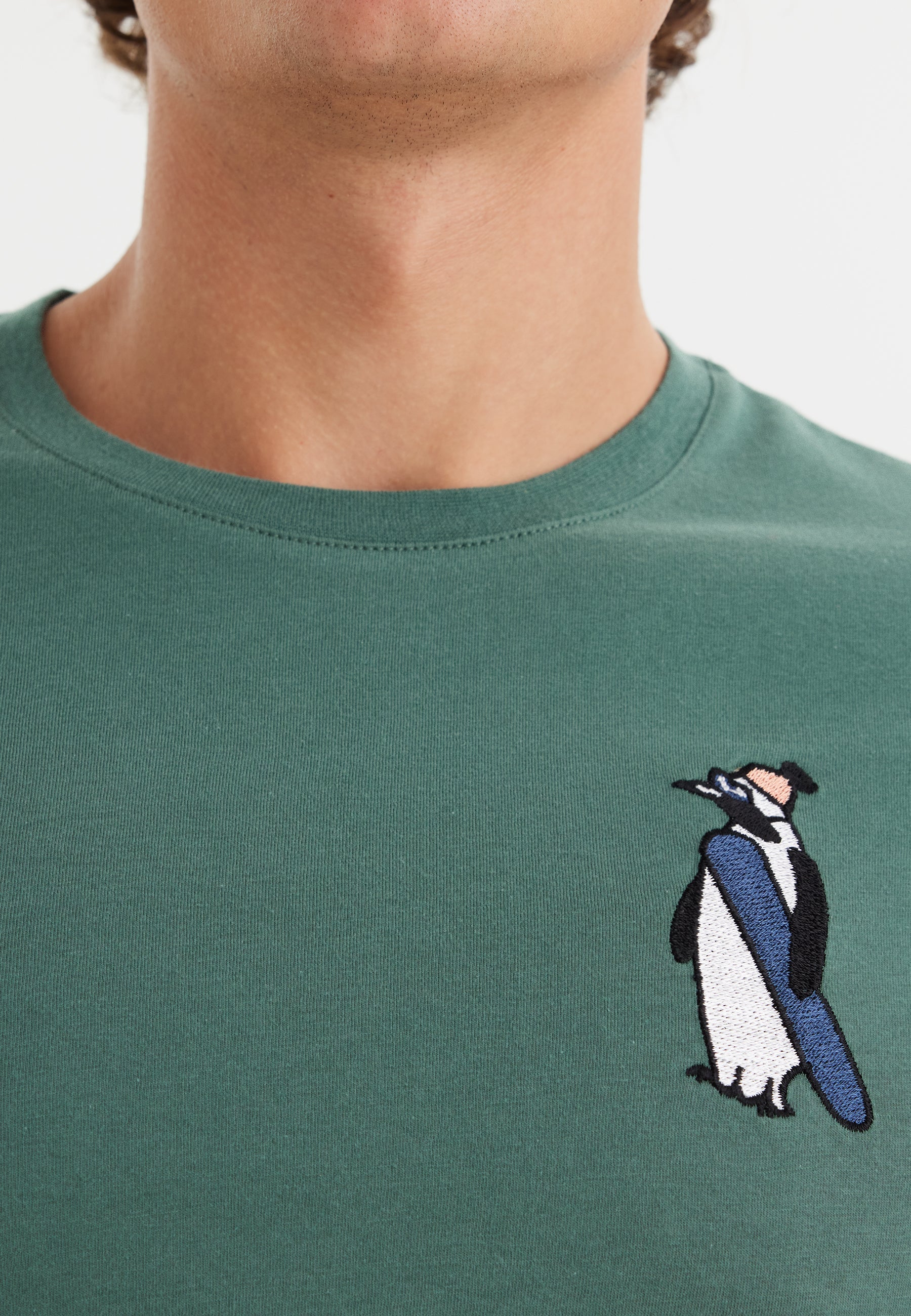 Yeşil Baskılı Bisiklet Yaka Pamuklu Erkek T-Shirt WMCARTOON PENGUIN - T-Shirt - Westmark London EU(TR) Store Organik Pamuklu Sürdürülebilir Moda