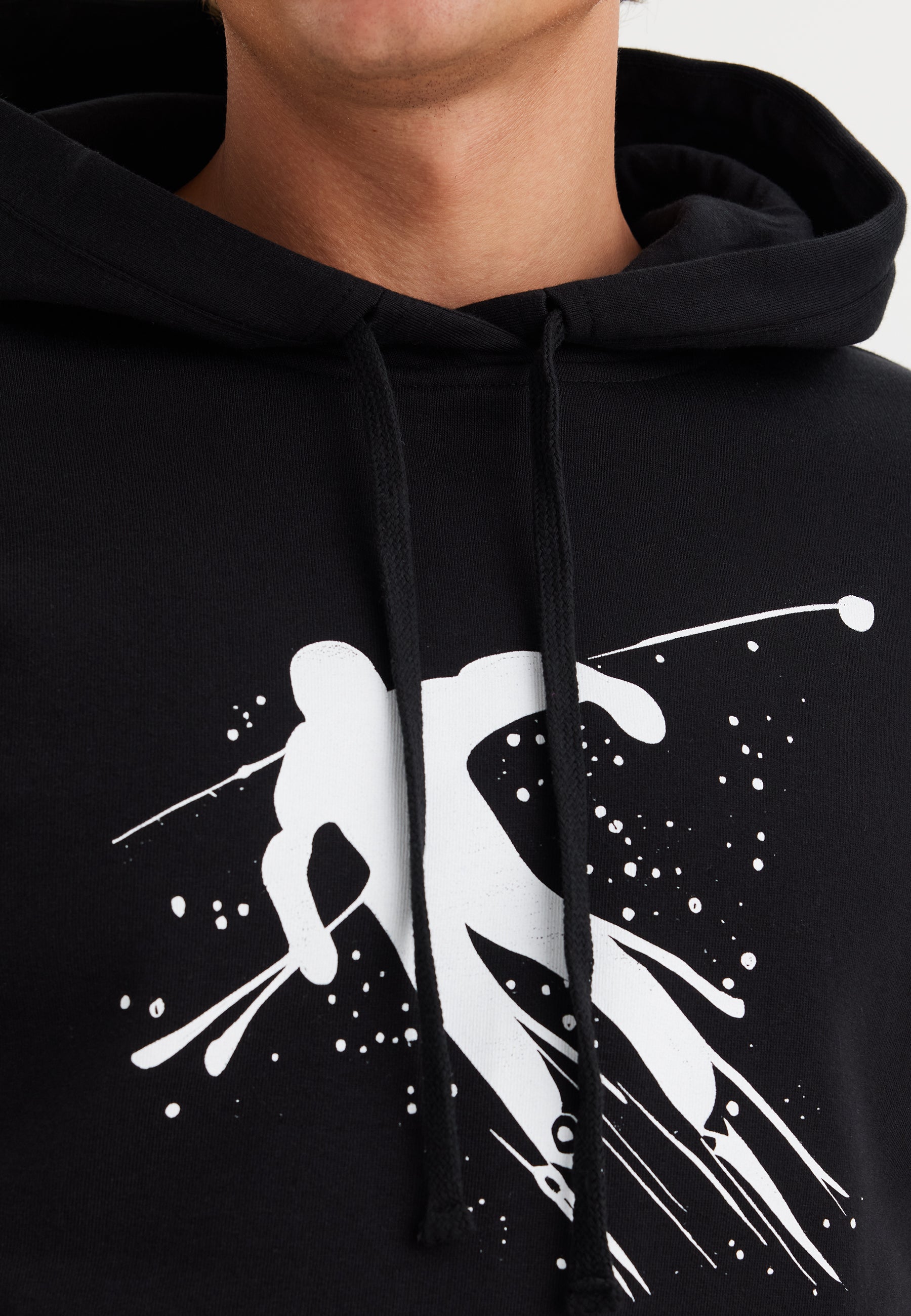 Siyah Baskılı Kapüşonlu Pamuklu Regular Fit Erkek Sweatshirt WMINK SKI - Sweatshirt - Westmark London EU(TR) Store Organik Pamuklu Sürdürülebilir Moda