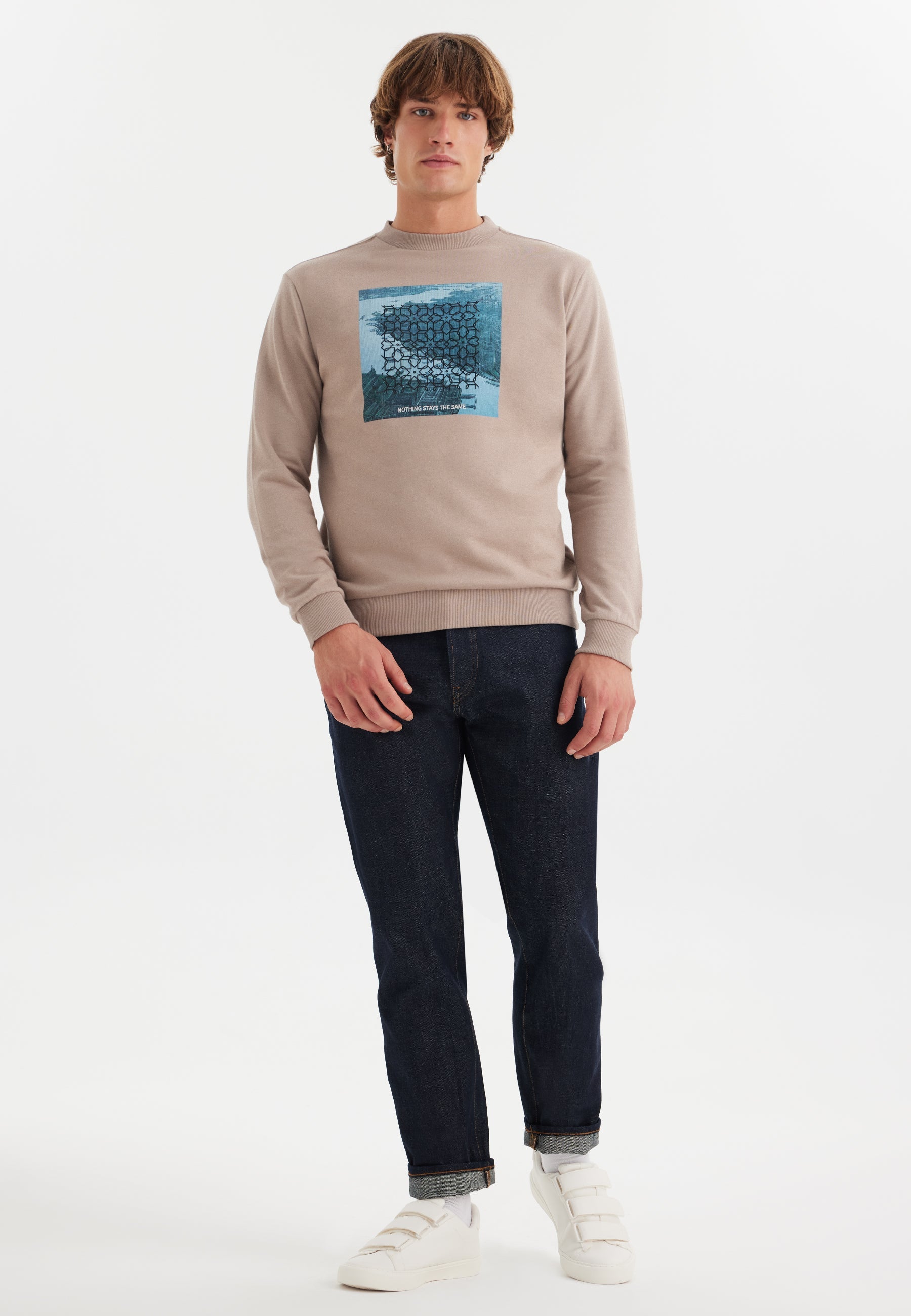 Gri Baskılı Bisiklet Yaka Pamuklu Regular Fit Erkek Sweatshirt WMLONDON RIVER - Sweatshirt - Westmark London EU(TR) Store Organik Pamuklu Sürdürülebilir Moda