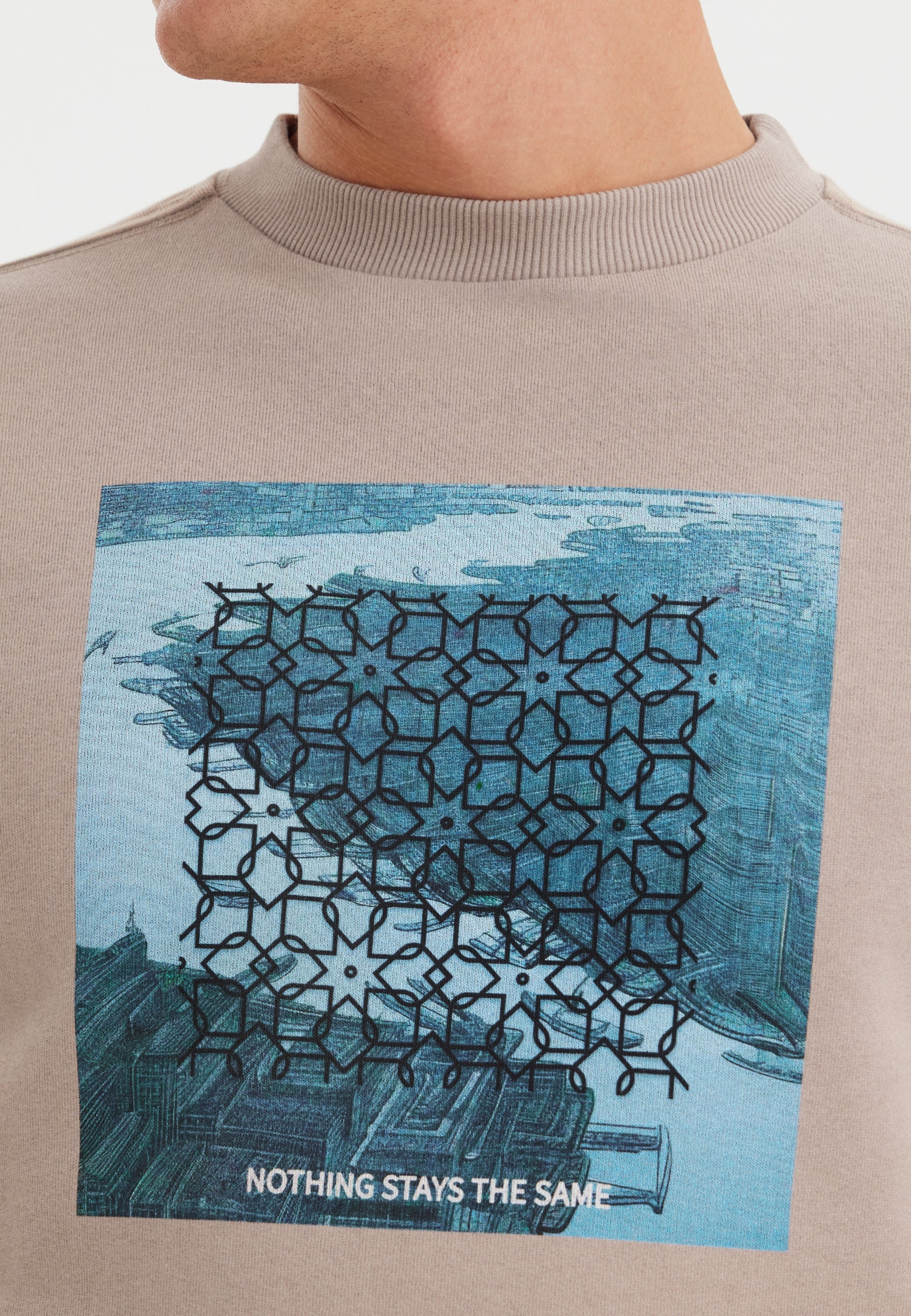 Gri Baskılı Bisiklet Yaka Pamuklu Regular Fit Erkek Sweatshirt WMLONDON RIVER - Sweatshirt - Westmark London EU(TR) Store Organik Pamuklu Sürdürülebilir Moda