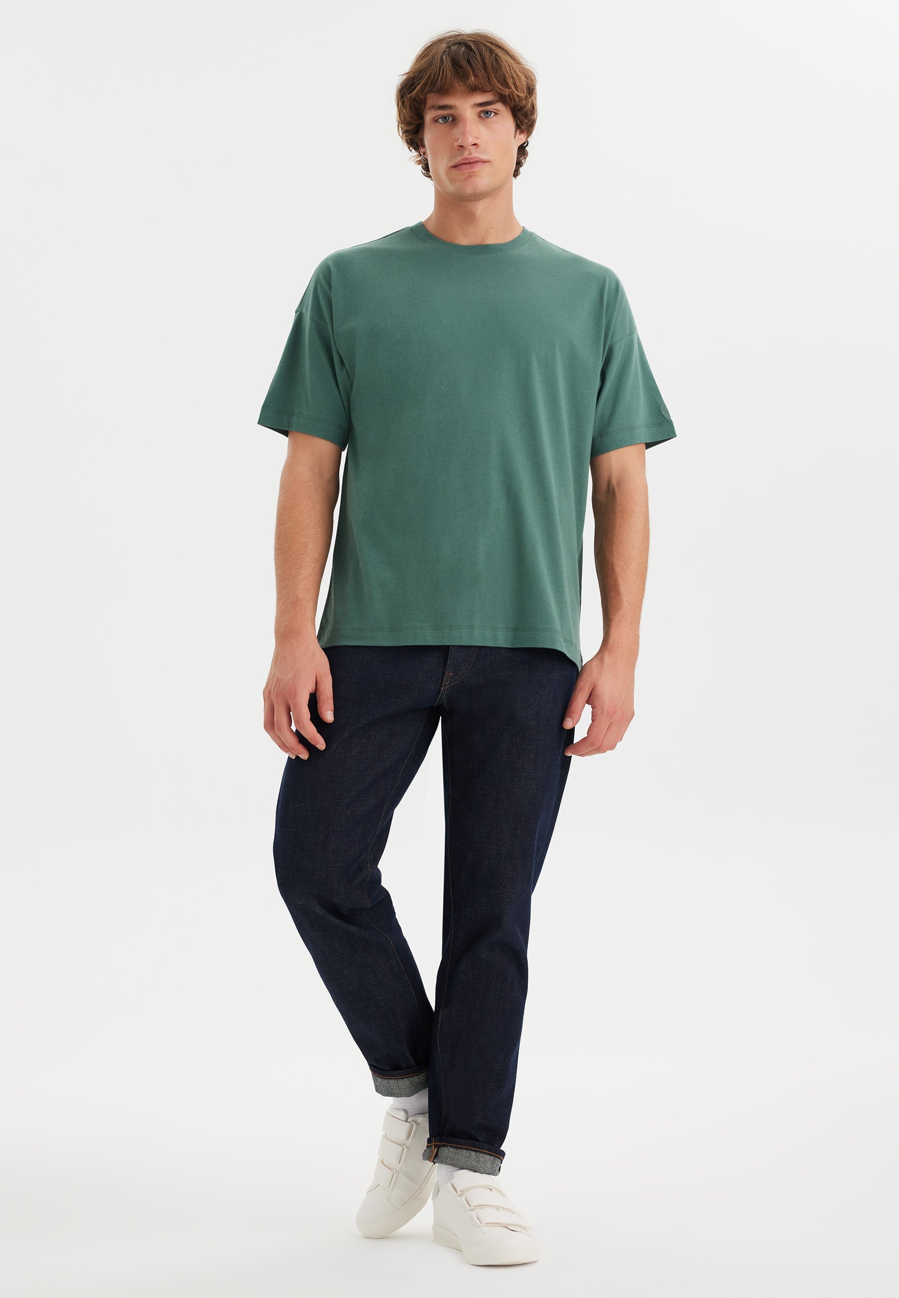 Yeşil Bisiklet Yaka Pamuklu Oversize Erkek T-Shirt ESSENTIALS - T-Shirt - Westmark London EU(TR) Store Organik Pamuklu Sürdürülebilir Moda