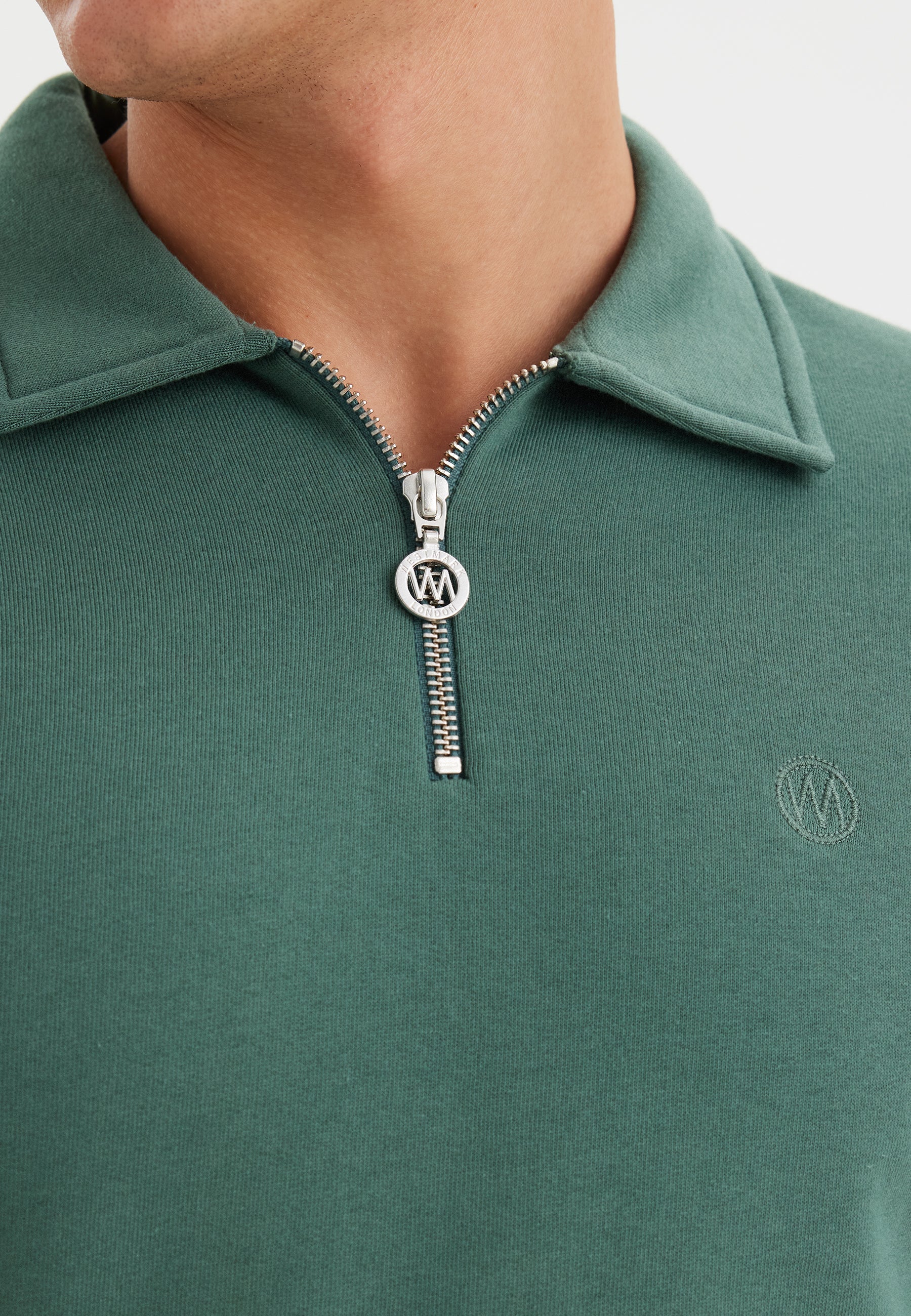 Yeşil Yarım Fermuarlı Polo Yaka Pamuklu Regular Fit Erkek Sweatshirt CORE - Sweatshirt - Westmark London EU(TR) Store Organik Pamuklu Sürdürülebilir Moda