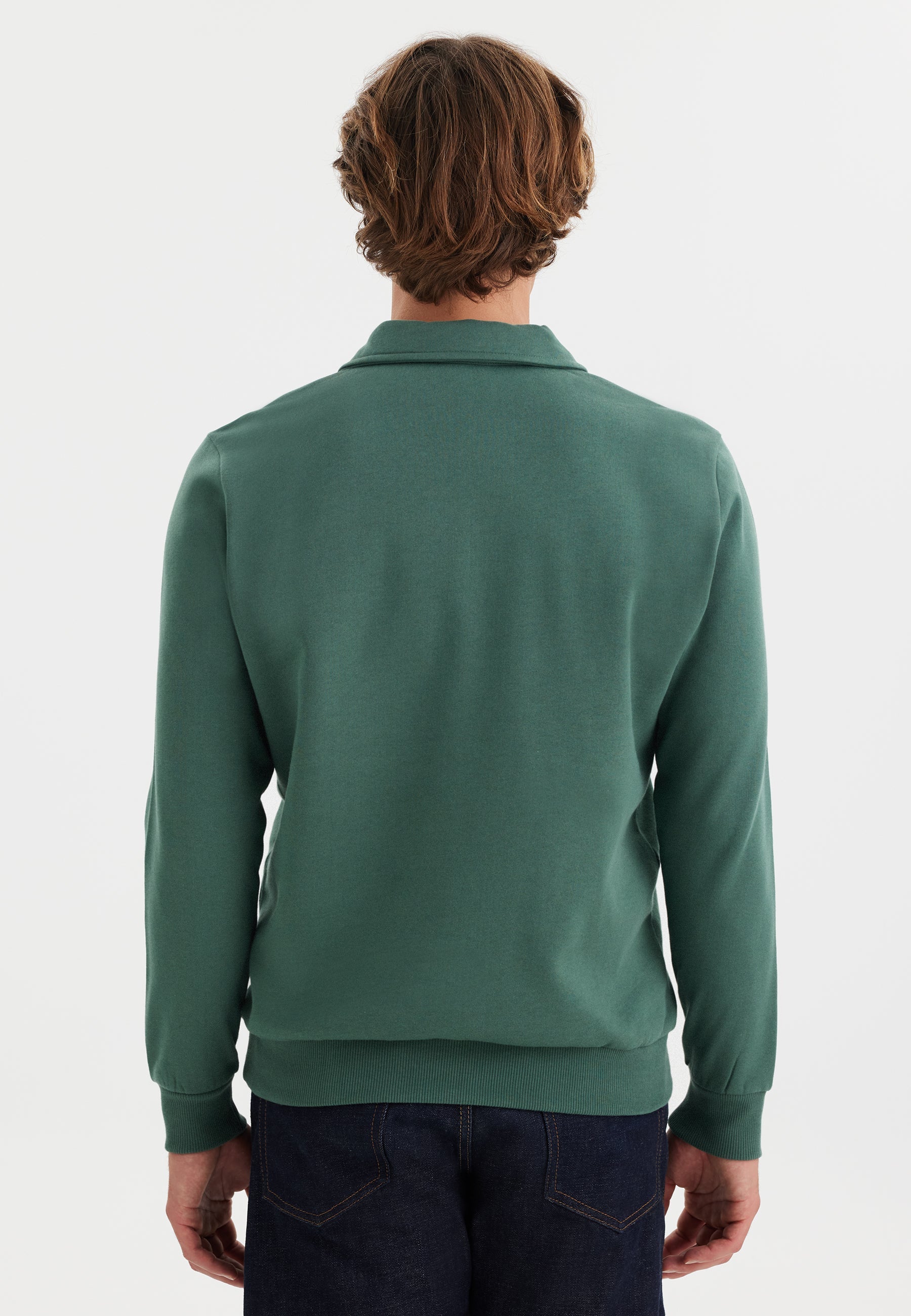 Yeşil Yarım Fermuarlı Polo Yaka Pamuklu Regular Fit Erkek Sweatshirt CORE - Sweatshirt - Westmark London EU(TR) Store Organik Pamuklu Sürdürülebilir Moda