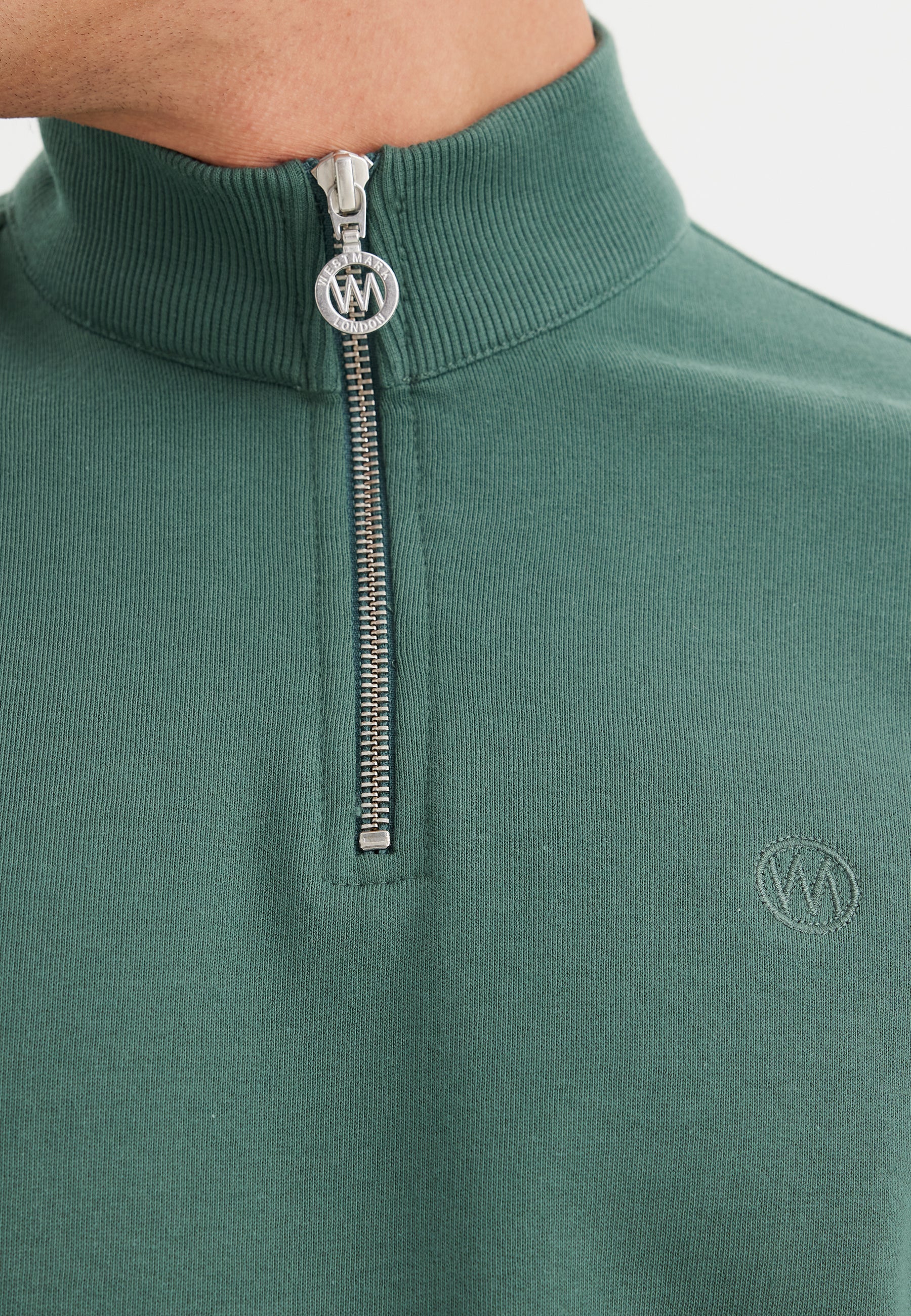 Yeşil Yarım Fermuarlı Yaka Pamuklu Regular Fit Erkek Sweatshirt CORE - Sweatshirt - Westmark London EU(TR) Store Organik Pamuklu Sürdürülebilir Moda
