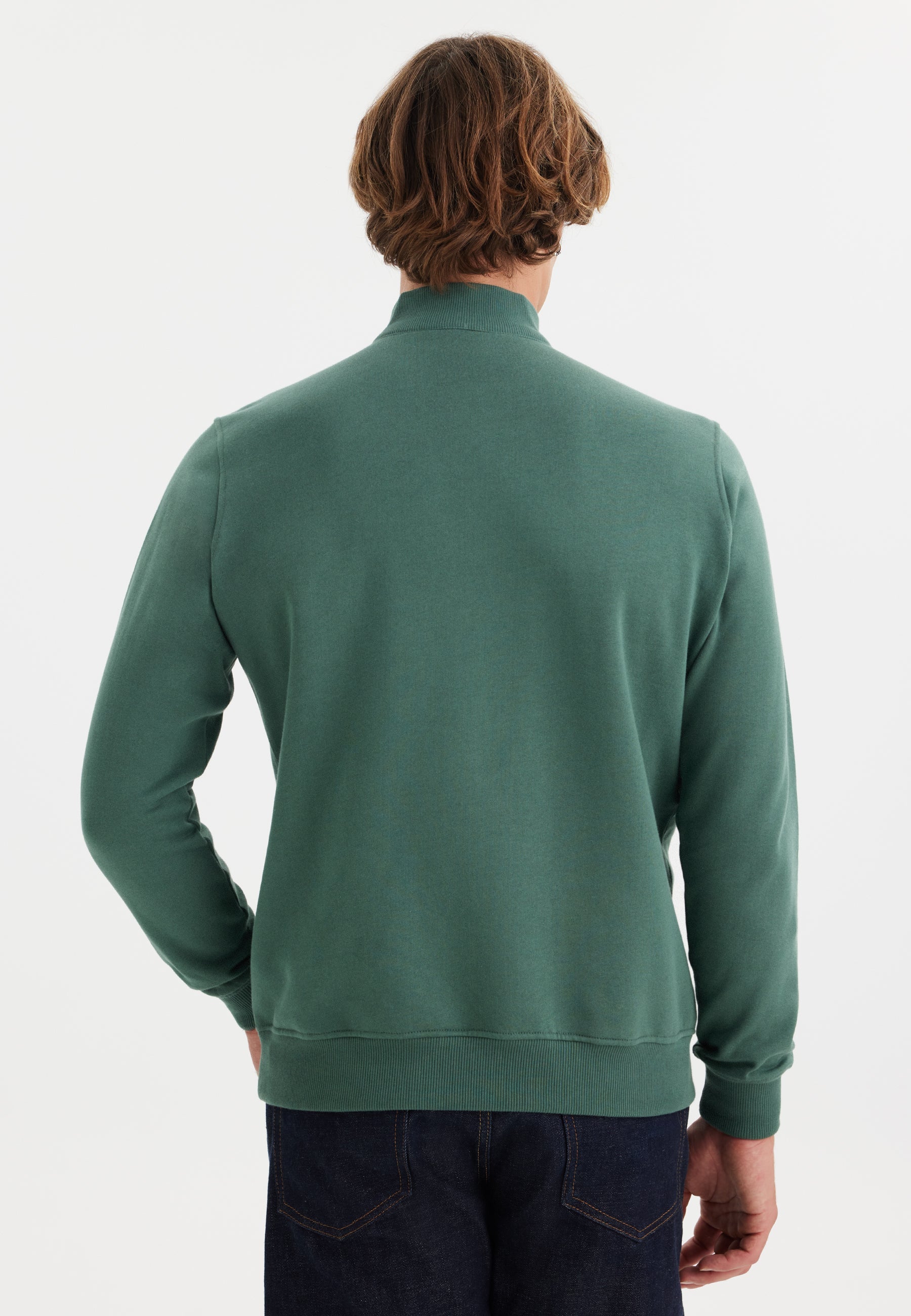 Yeşil Yarım Fermuarlı Yaka Pamuklu Regular Fit Erkek Sweatshirt CORE - Sweatshirt - Westmark London EU(TR) Store Organik Pamuklu Sürdürülebilir Moda