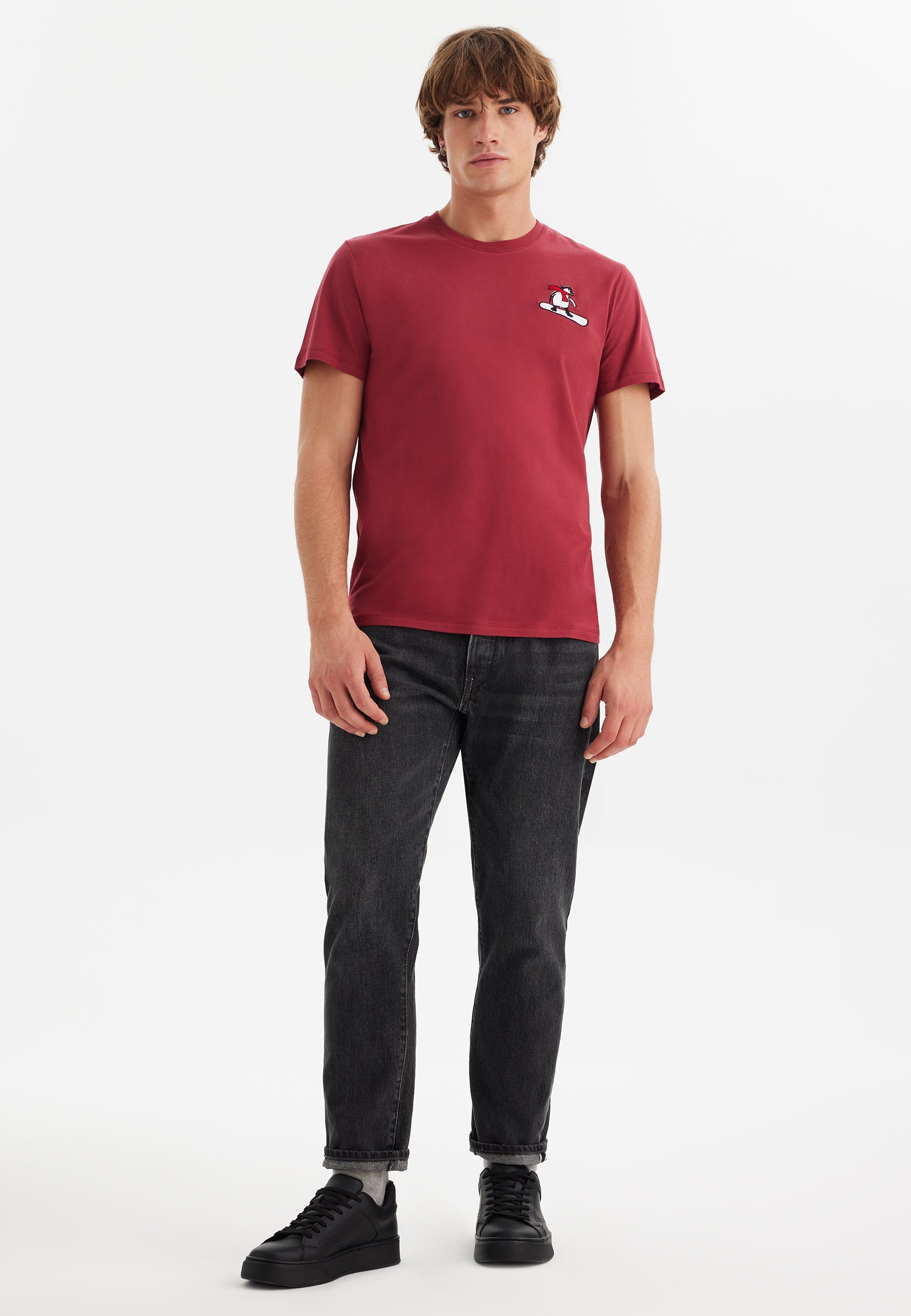 Kırmızı Baskılı Bisiklet Yaka Pamuklu Erkek T-Shirt WMCARTOON BOARD - T-Shirt - Westmark London EU(TR) Store Organik Pamuklu Sürdürülebilir Moda