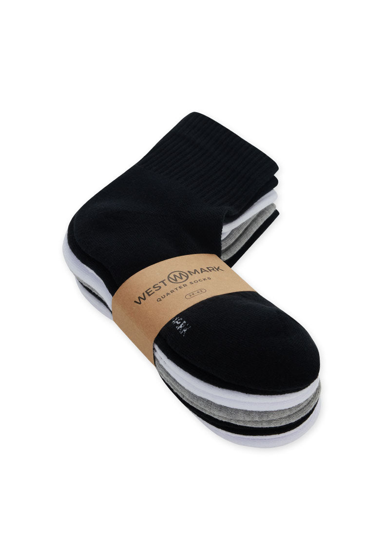 5’li Siyah Beyaz Gri Pamuk Karışımlı Erkek Çorap Seti QUARTER - Socks - Westmark London EU(TR) Store Organik Pamuklu Sürdürülebilir Moda
