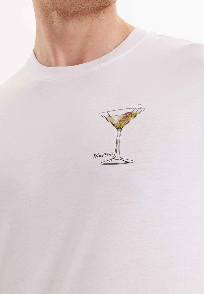 WMCOCKTAIL MARTINI TEE in White - T-Shirt - Westmark London EU(TR) Store Organik Pamuklu Sürdürülebilir Moda