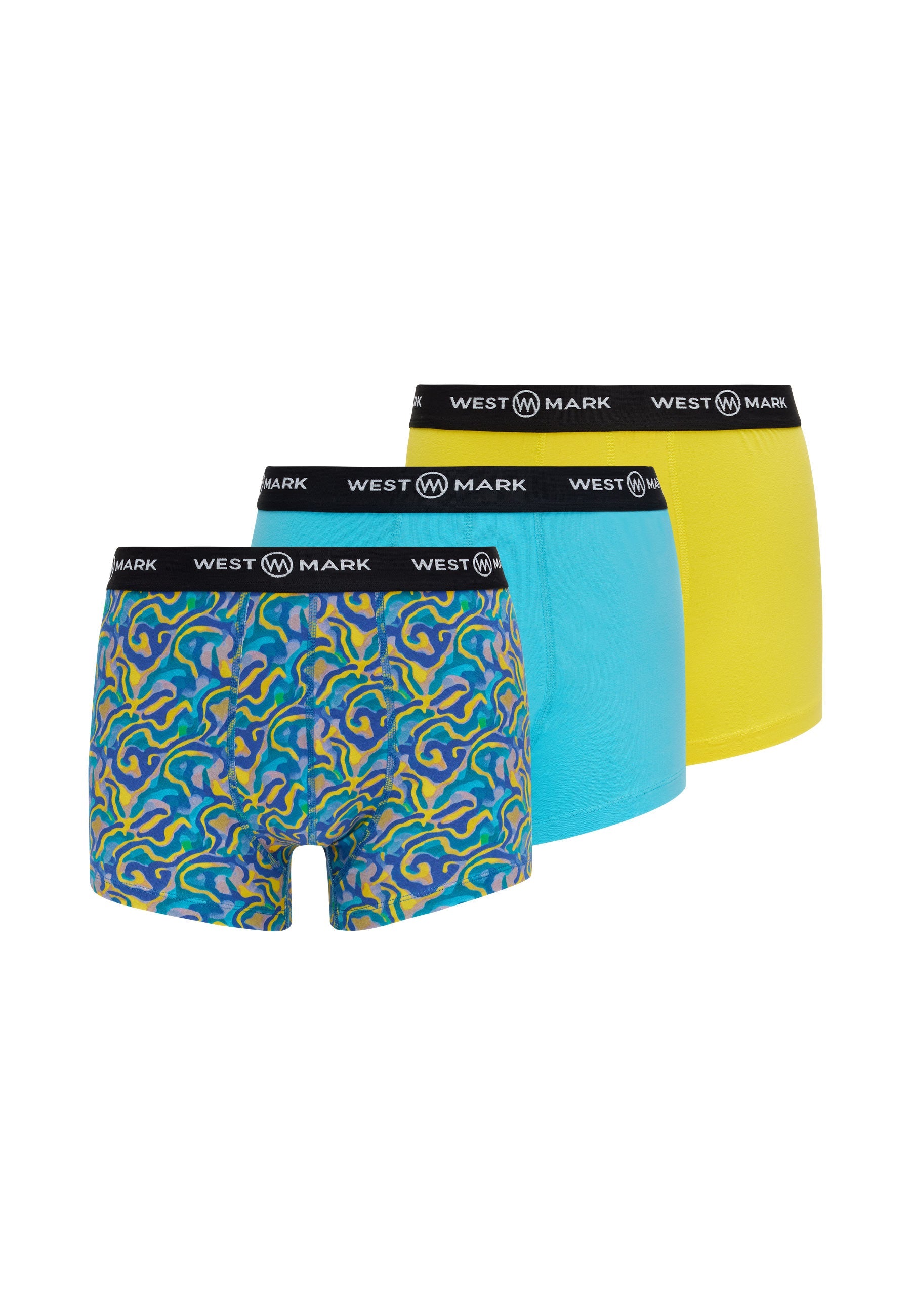 3'lü Sarı Mavi Desenli Erkek Boxer Seti OSCAR WMABSTRACT - Underwear - Westmark London EU(TR) Store Organik Pamuklu Sürdürülebilir Moda
