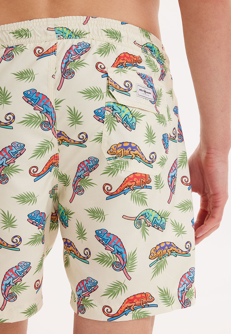 WMANIMAL IGUANA SWIM SHORTS in Beige AOP - Swim Shorts - Westmark London EU(TR) Store Organik Pamuklu Sürdürülebilir Moda