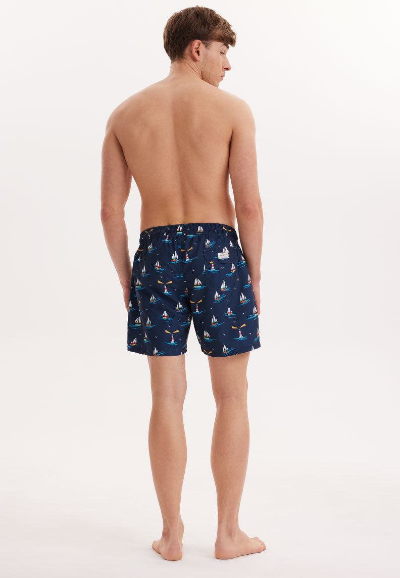 WMICON LIGHTHOUSE SWIM SHORTS in Navy AOP - Swim Shorts - Westmark London EU(TR) Store Organik Pamuklu Sürdürülebilir Moda