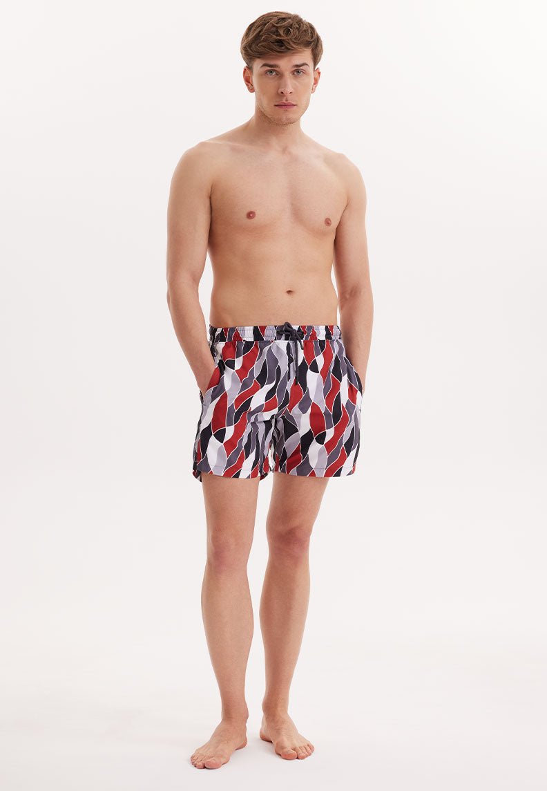 WMGEOMETRIC MOSAIC SWIM SHORTS in Grey AOP - Swim Shorts - Westmark London EU(TR) Store Organik Pamuklu Sürdürülebilir Moda