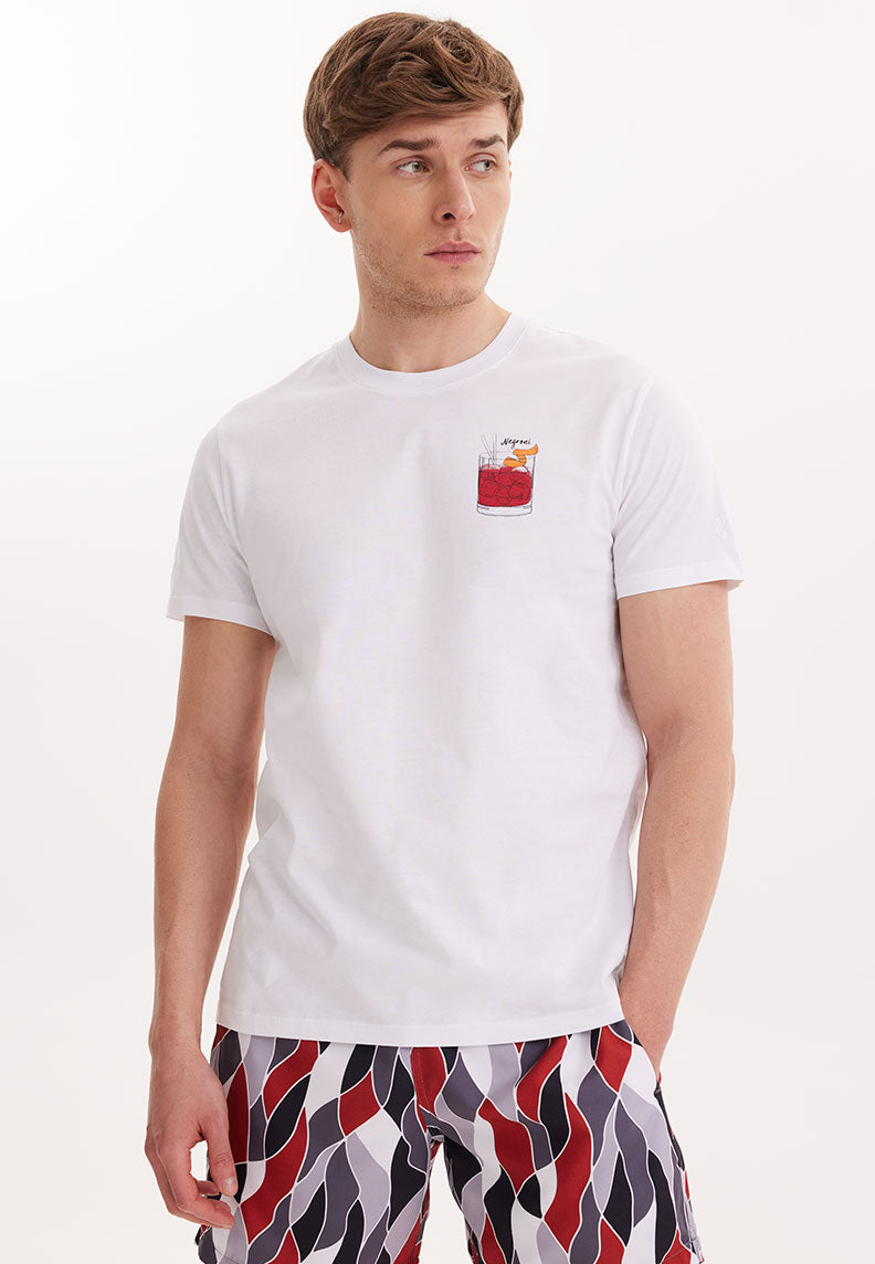 WMCOCKTAIL NEGRONI TEE in White - T-Shirt - Westmark London EU(TR) Store Organik Pamuklu Sürdürülebilir Moda