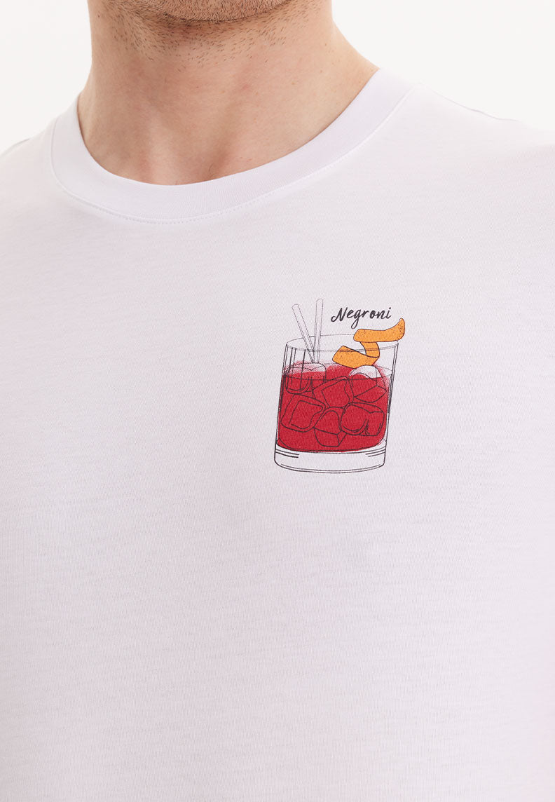 WMCOCKTAIL NEGRONI TEE in White - T-Shirt - Westmark London EU(TR) Store Organik Pamuklu Sürdürülebilir Moda