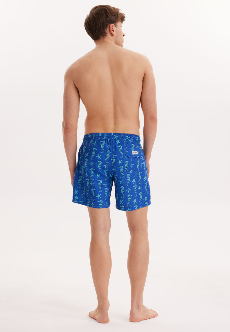 SEAHORSE ICON SWIM SHORTS in Blue AOP - Swim Shorts - Westmark London EU(TR) Store Organik Pamuklu Sürdürülebilir Moda