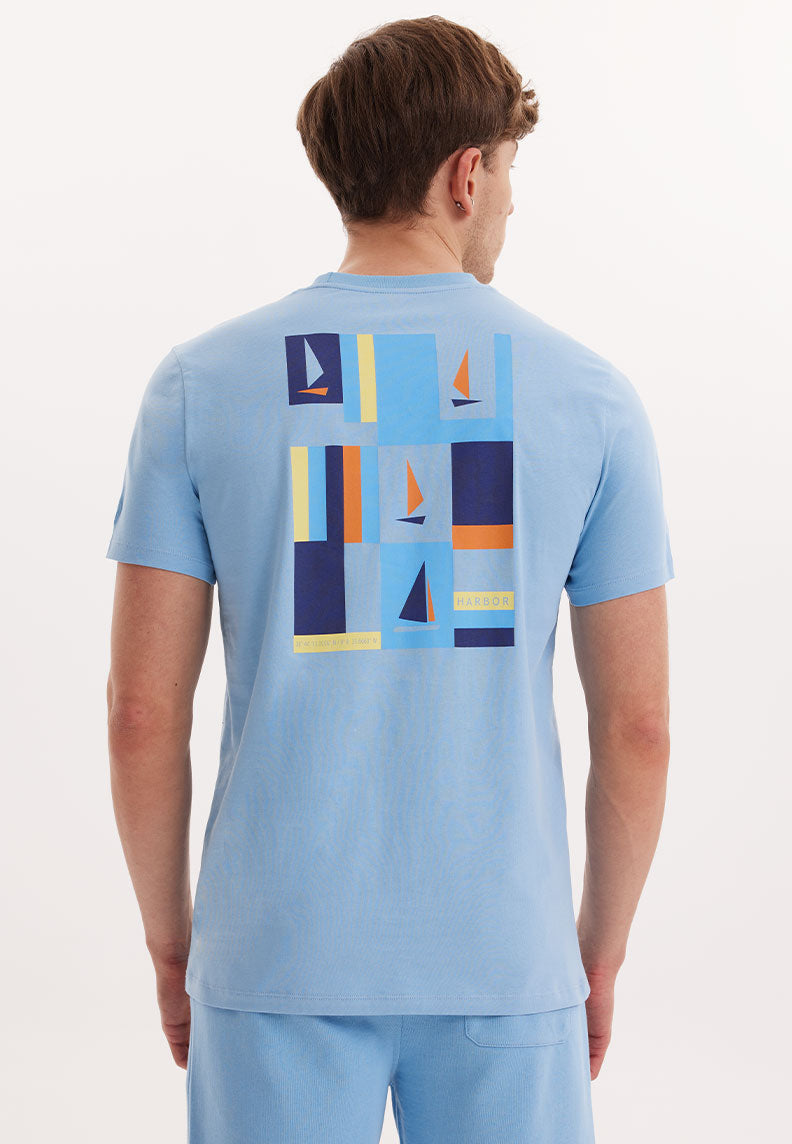 WMSAIL HARBOR TEE in Blissful Blue - T-Shirt - Westmark London EU(TR) Store Organik Pamuklu Sürdürülebilir Moda