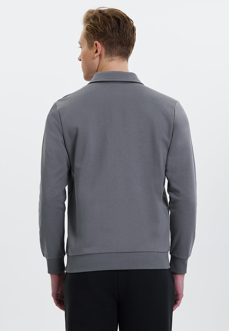 CORE ZIPPED POLO SWEAT in Quiet Shade - Sweatshirt - Westmark London EU(TR) Store Organik Pamuklu Sürdürülebilir Moda