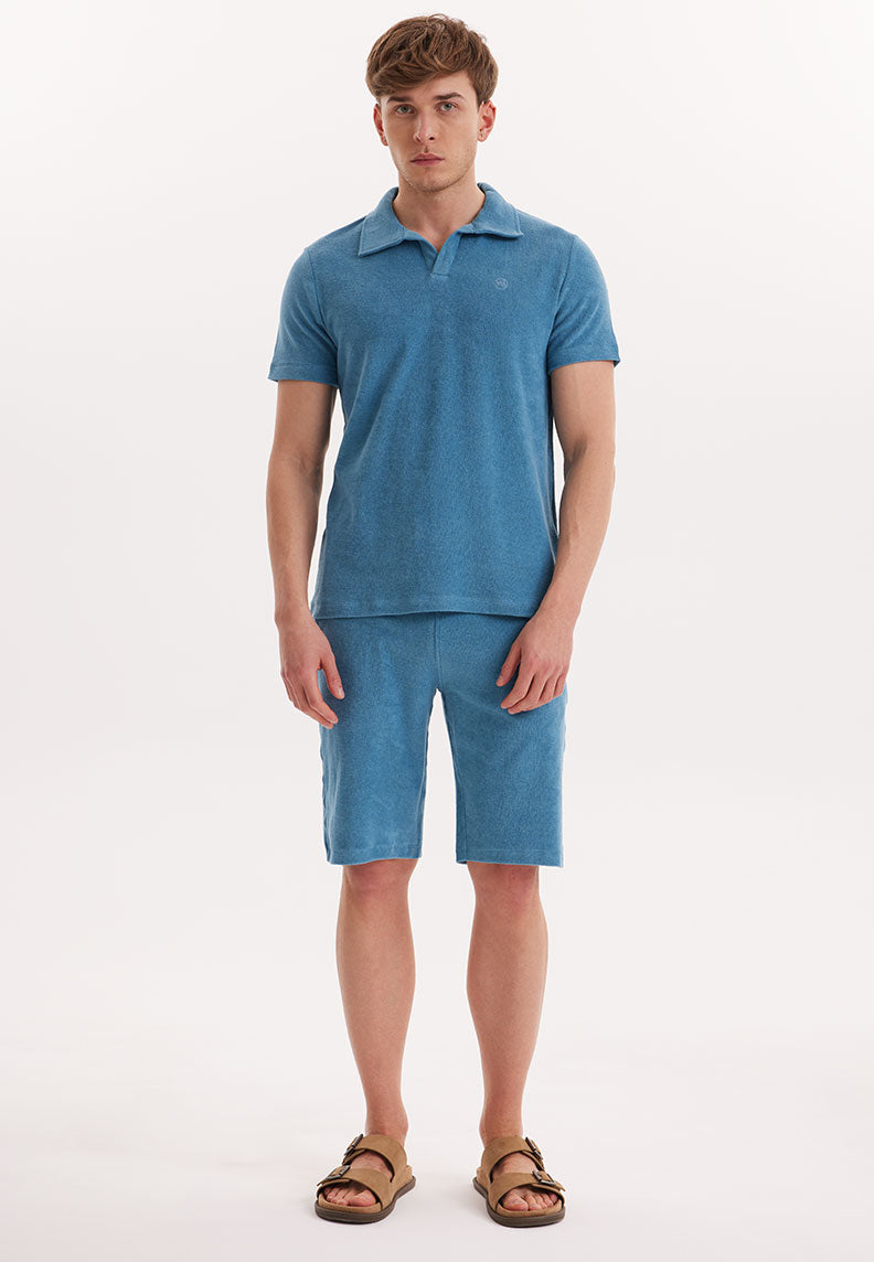 BREEZE TOWELLING POLO SHIRT in Aegean Blue - T-Shirt - Westmark London EU(TR) Store Organik Pamuklu Sürdürülebilir Moda