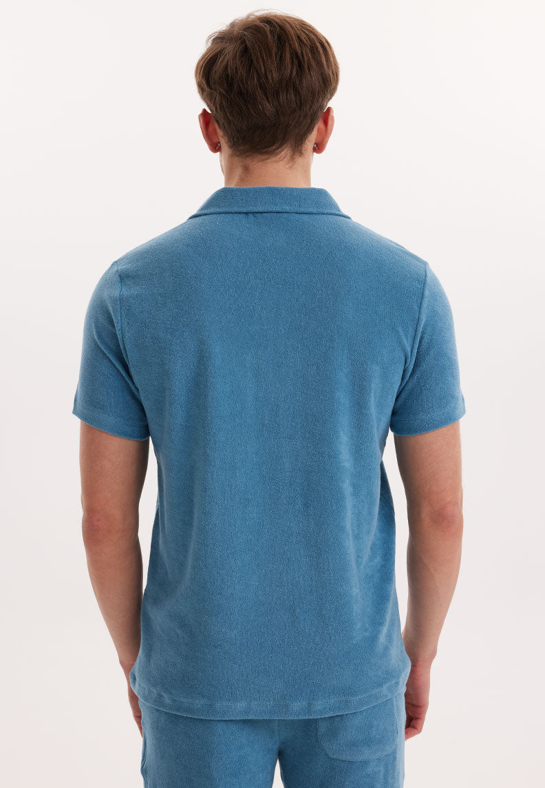 BREEZE TOWELLING POLO SHIRT in Aegean Blue - T-Shirt - Westmark London EU(TR) Store Organik Pamuklu Sürdürülebilir Moda