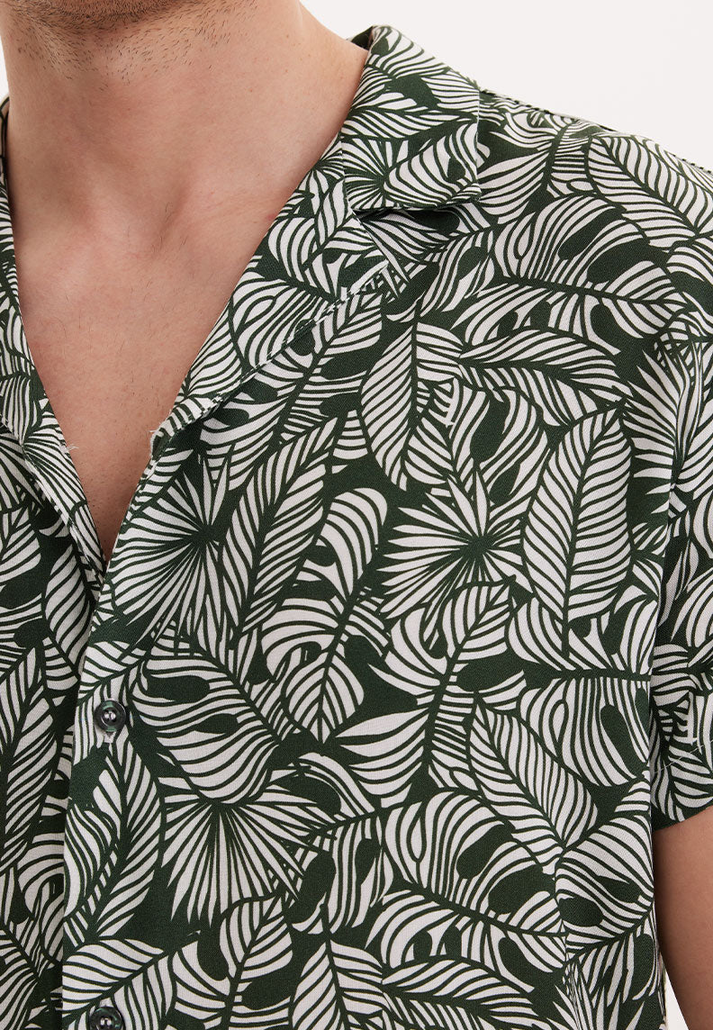 WMHAWAII BOTANIC S/S SHIRT in Green AOP - Shirt - Westmark London EU(TR) Store Organik Pamuklu Sürdürülebilir Moda