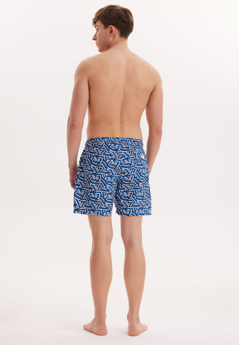 WMGEOMETRIC CURVE SWIM SHORTS in Navy AOP - Swim Shorts - Westmark London EU(TR) Store Organik Pamuklu Sürdürülebilir Moda
