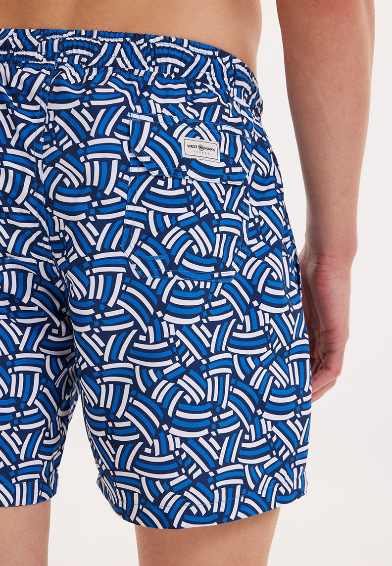 WMGEOMETRIC CURVE SWIM SHORTS in Navy AOP - Swim Shorts - Westmark London EU(TR) Store Organik Pamuklu Sürdürülebilir Moda