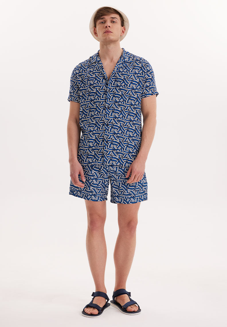 WMHAWAII CURVE S/S SHIRT in Blue AOP - Shirt - Westmark London EU(TR) Store Organik Pamuklu Sürdürülebilir Moda