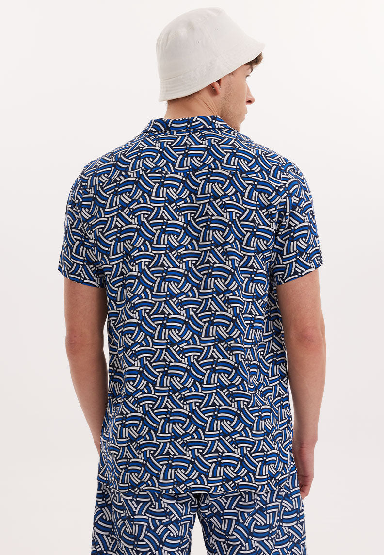 WMHAWAII CURVE S/S SHIRT in Blue AOP - Shirt - Westmark London EU(TR) Store Organik Pamuklu Sürdürülebilir Moda
